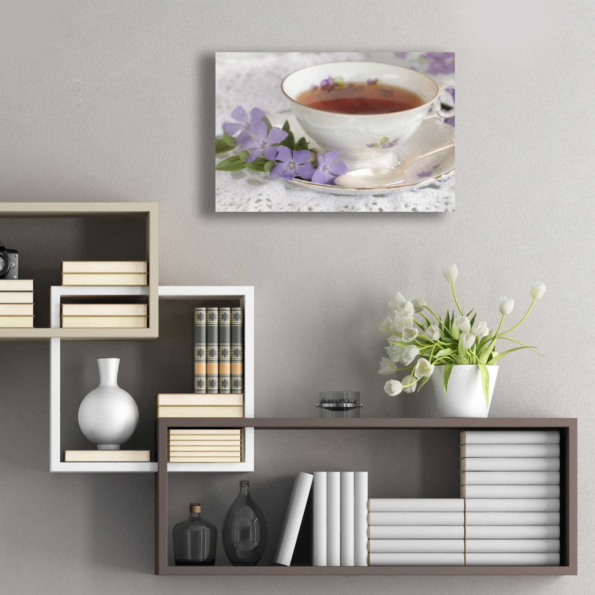 Epic Art 'Periwinkle and Tea' by Lori Deiter Acrylic Glass Wall Art,24x16