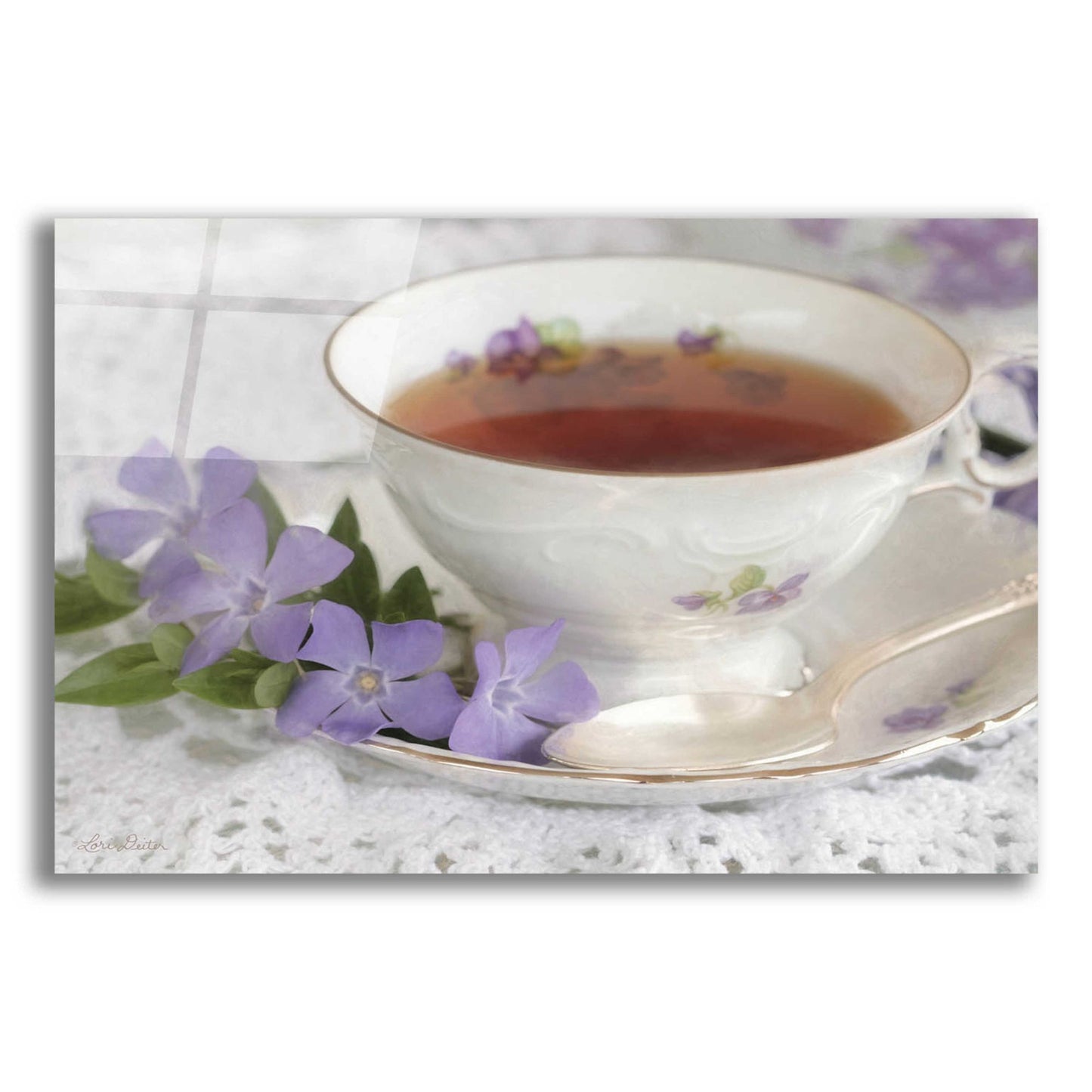 Epic Art 'Periwinkle and Tea' by Lori Deiter Acrylic Glass Wall Art,24x16