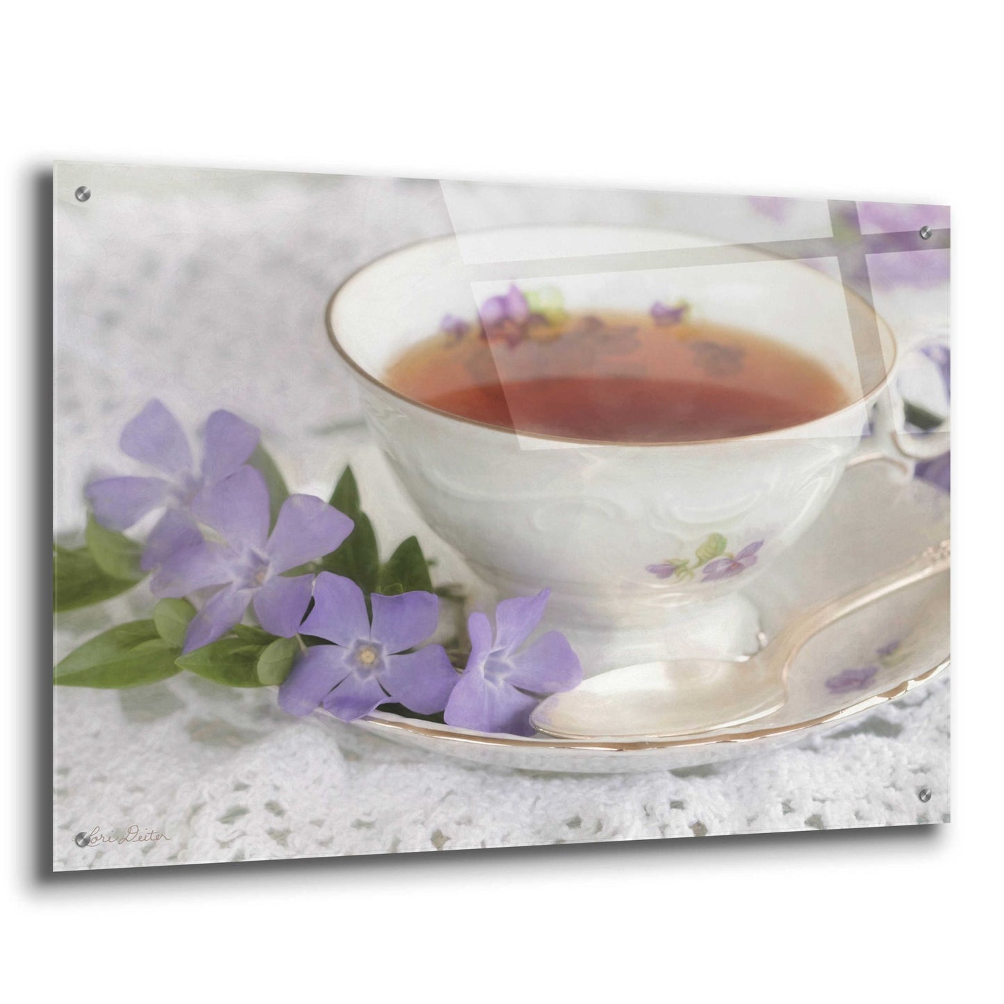 Epic Art 'Periwinkle and Tea' by Lori Deiter Acrylic Glass Wall Art,36x24