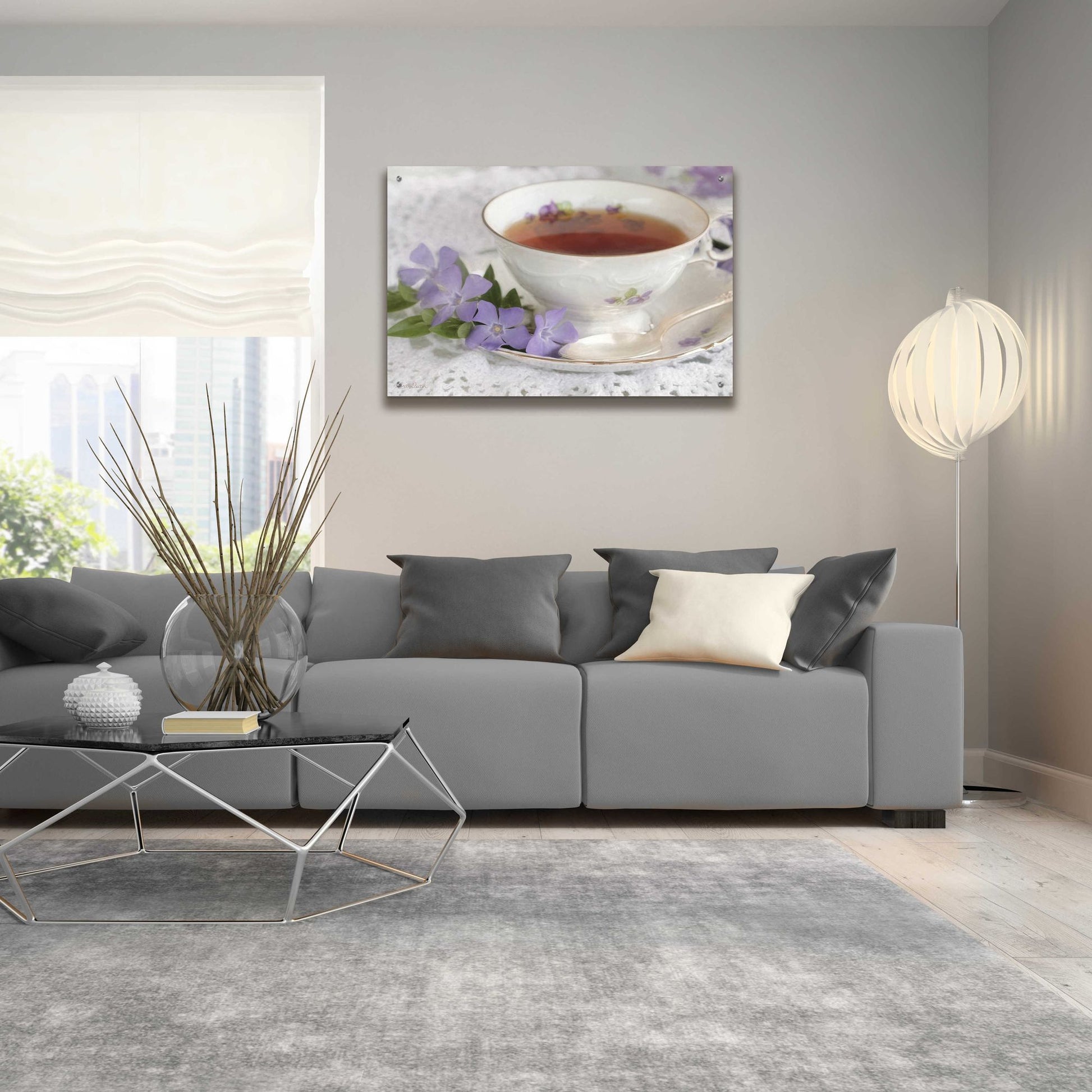 Epic Art 'Periwinkle and Tea' by Lori Deiter Acrylic Glass Wall Art,36x24