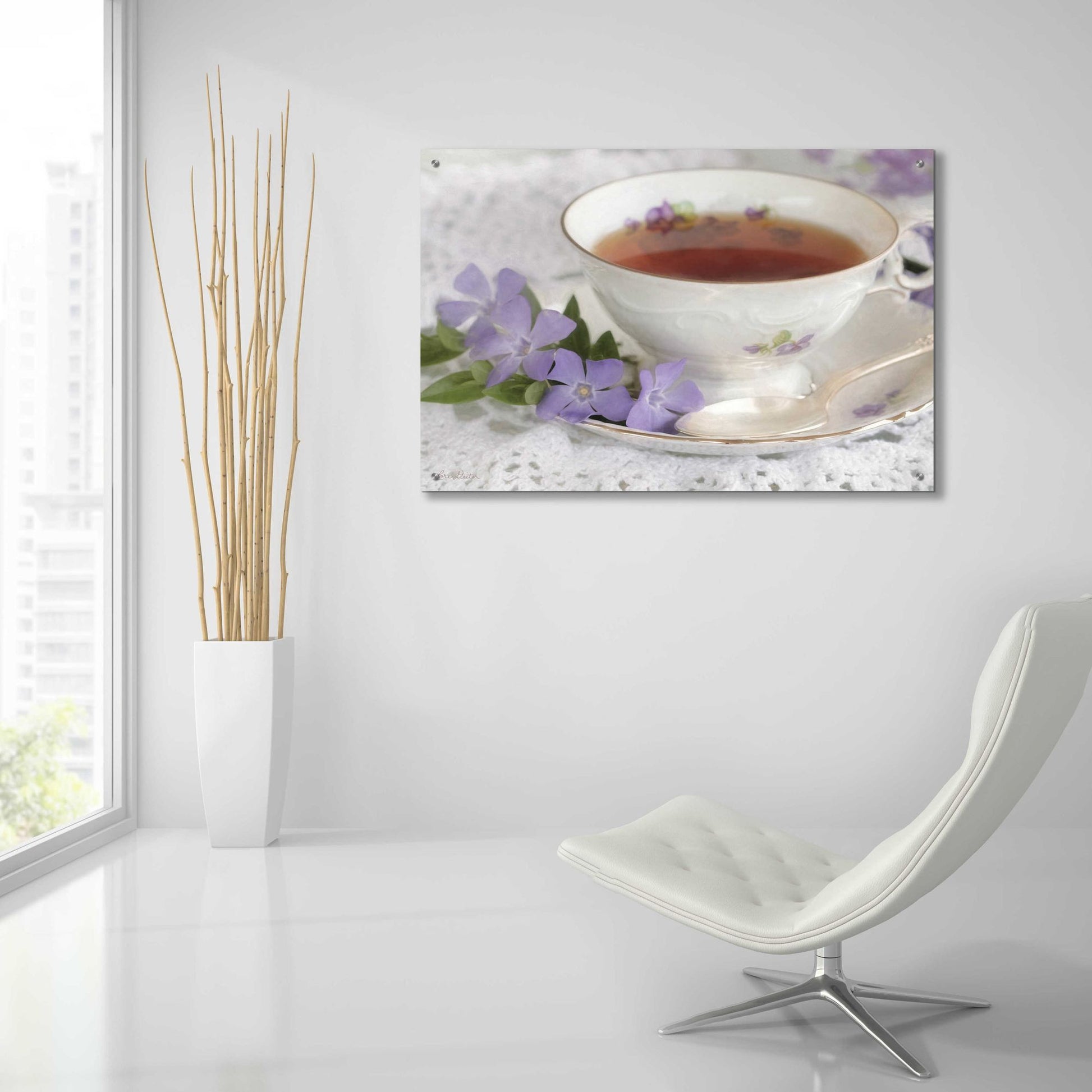 Epic Art 'Periwinkle and Tea' by Lori Deiter Acrylic Glass Wall Art,36x24