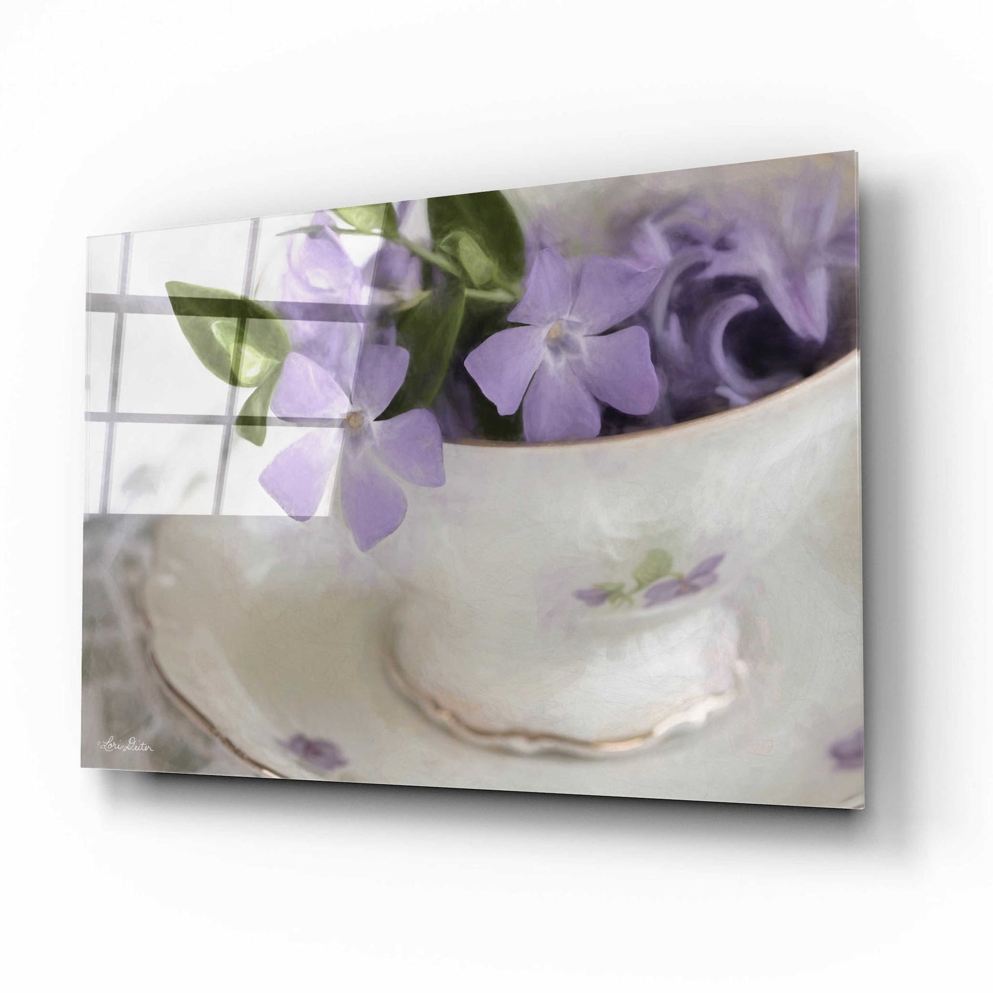 Epic Art 'Violet Teacup I' by Lori Deiter Acrylic Glass Wall Art,16x12