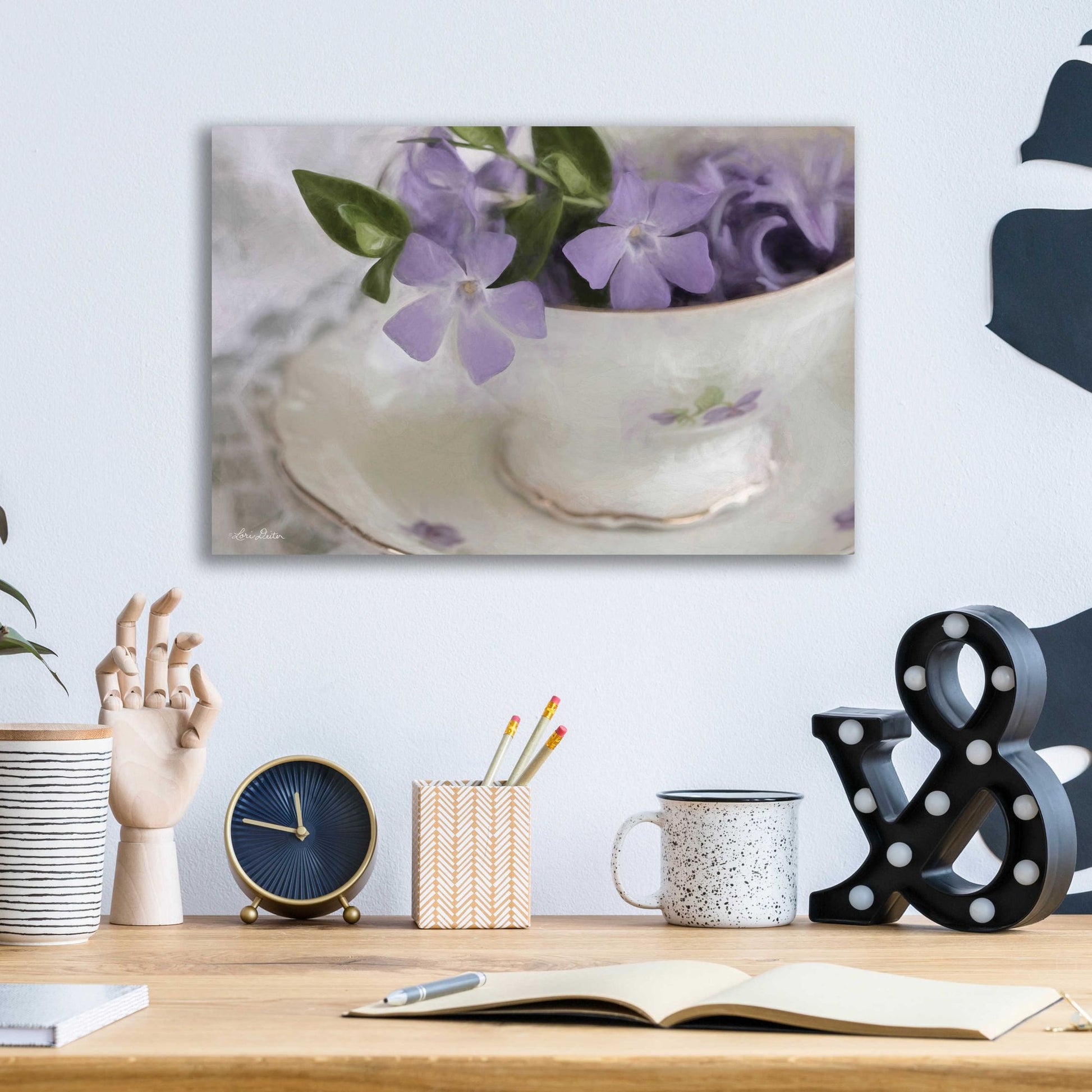 Epic Art 'Violet Teacup I' by Lori Deiter Acrylic Glass Wall Art,16x12