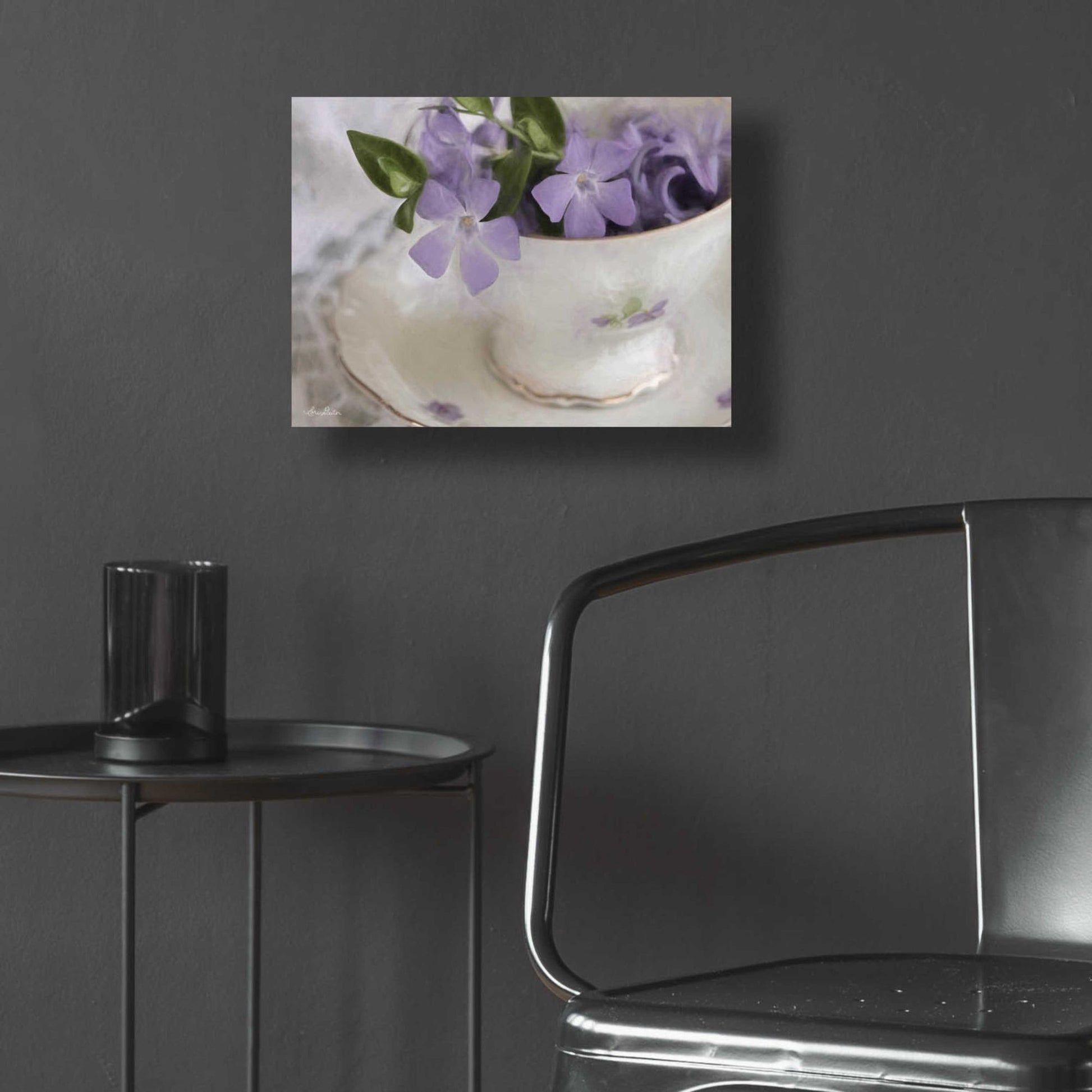 Epic Art 'Violet Teacup I' by Lori Deiter Acrylic Glass Wall Art,16x12