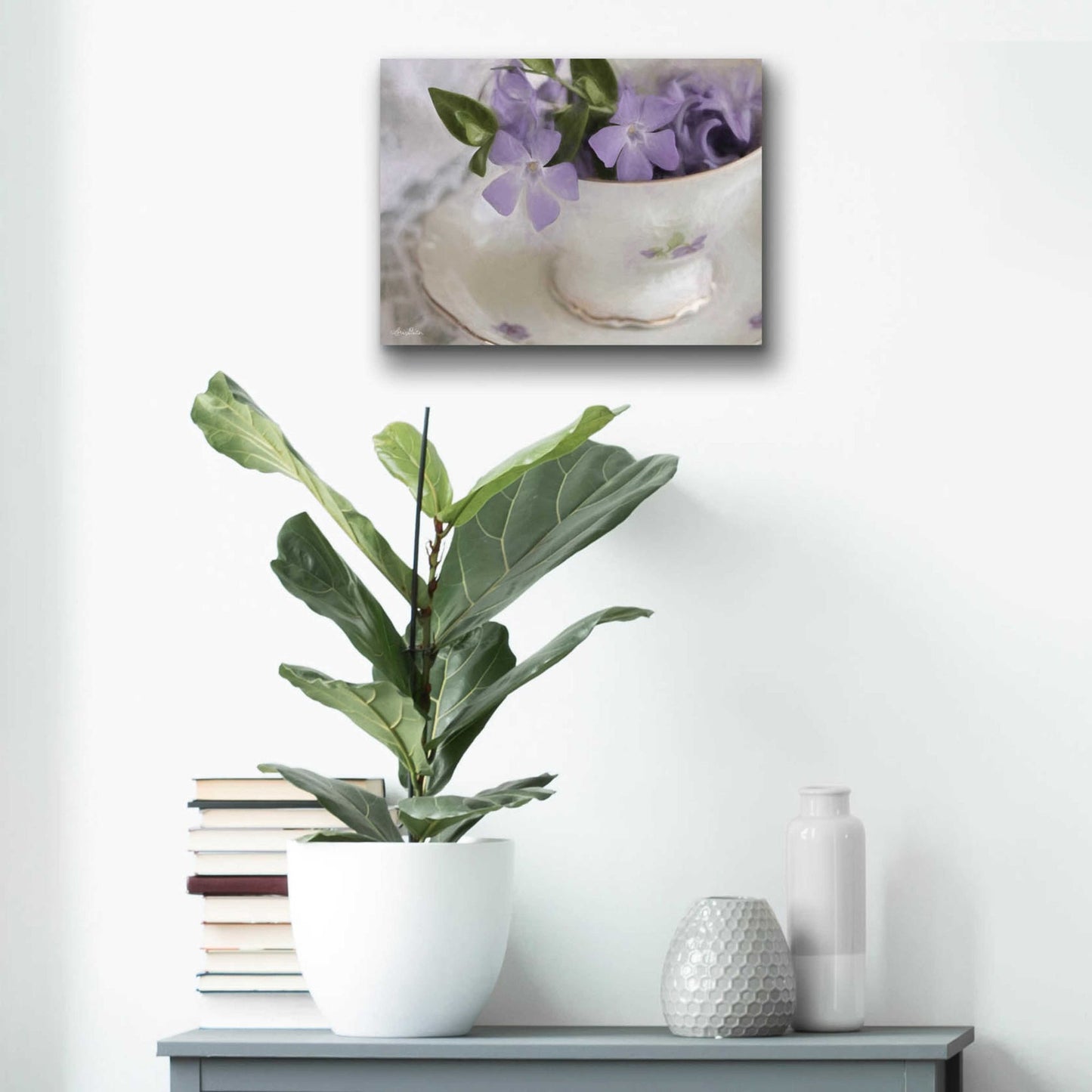 Epic Art 'Violet Teacup I' by Lori Deiter Acrylic Glass Wall Art,16x12