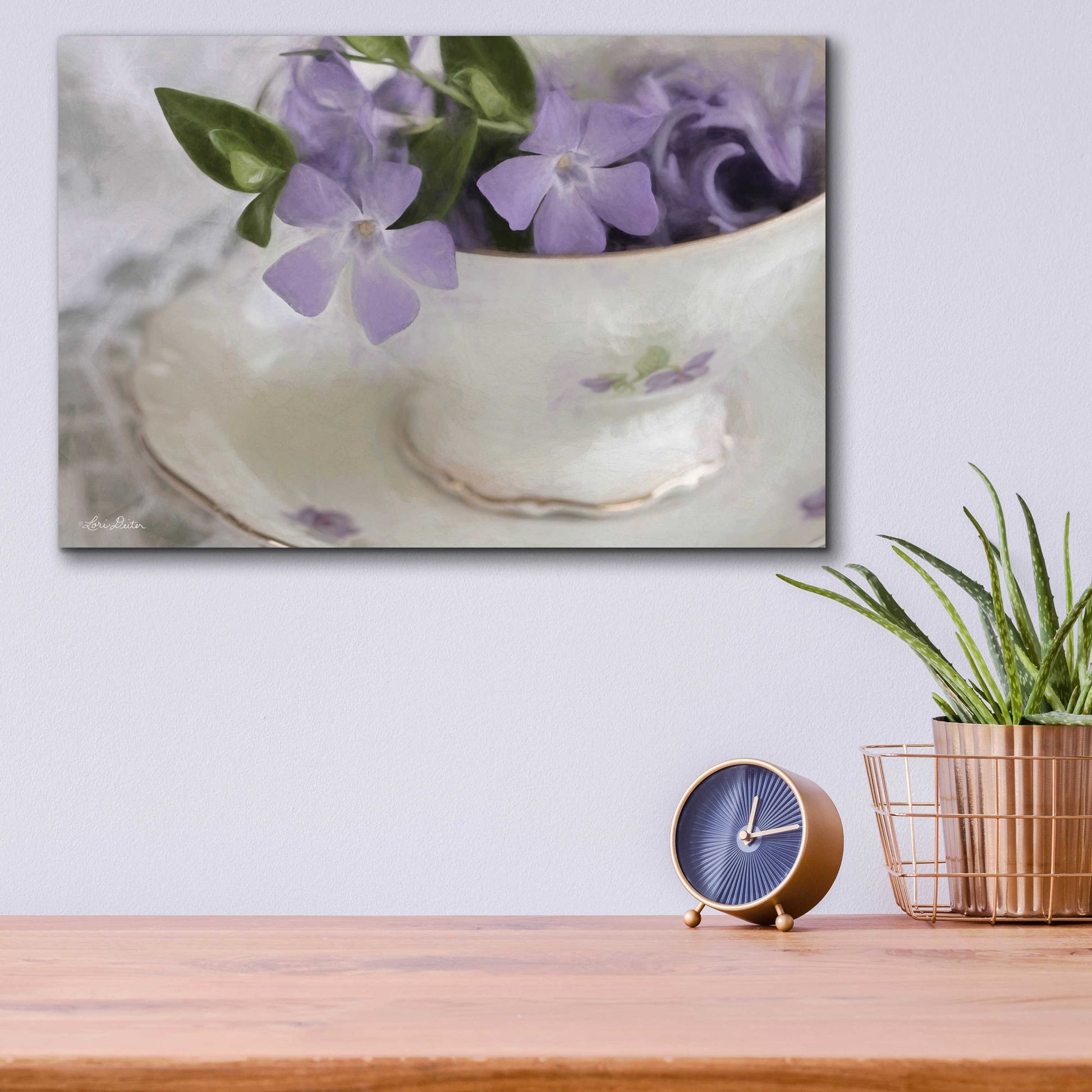 Epic Art 'Violet Teacup I' by Lori Deiter Acrylic Glass Wall Art,16x12