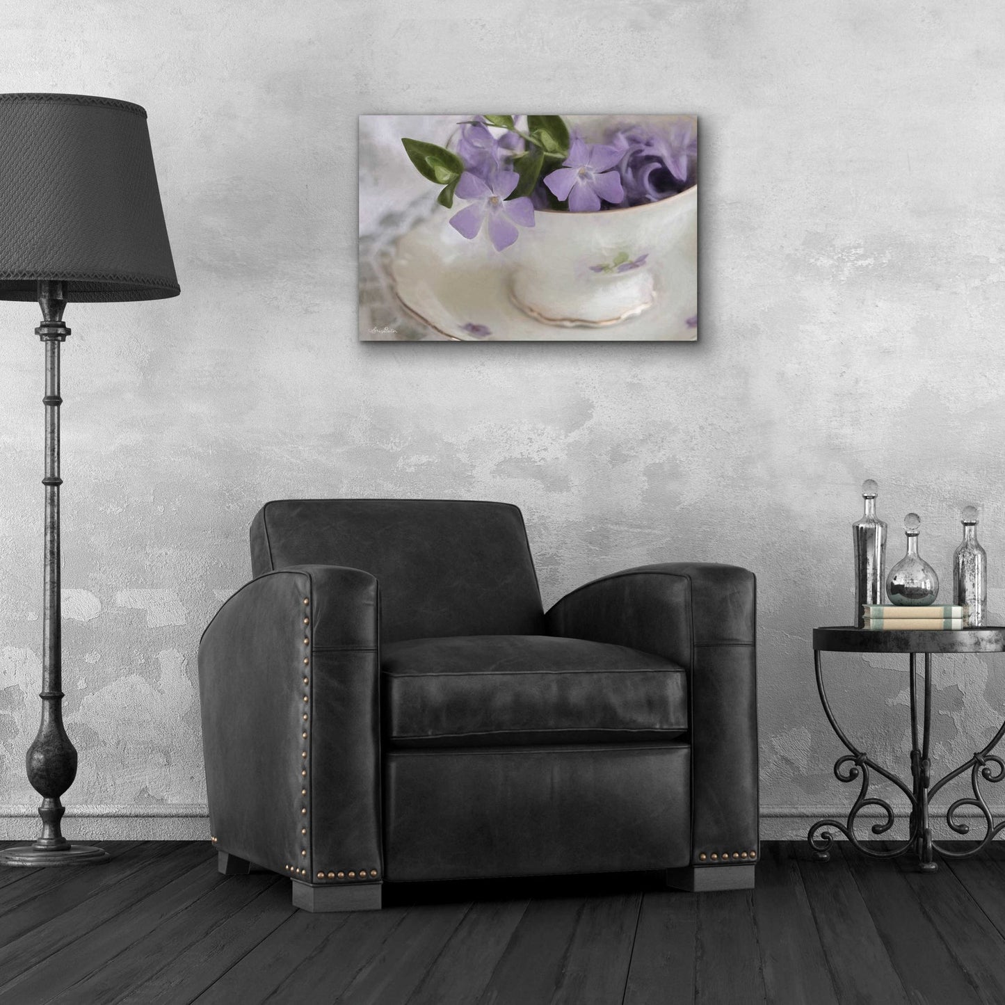 Epic Art 'Violet Teacup I' by Lori Deiter Acrylic Glass Wall Art,24x16