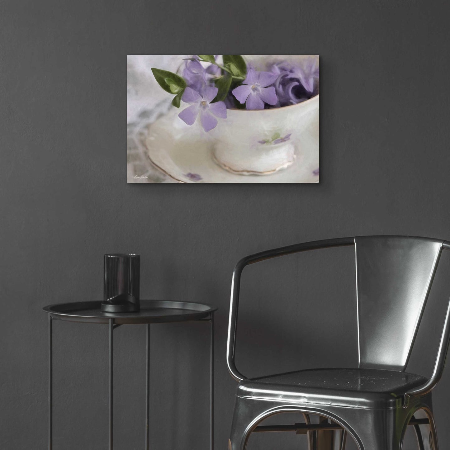 Epic Art 'Violet Teacup I' by Lori Deiter Acrylic Glass Wall Art,24x16