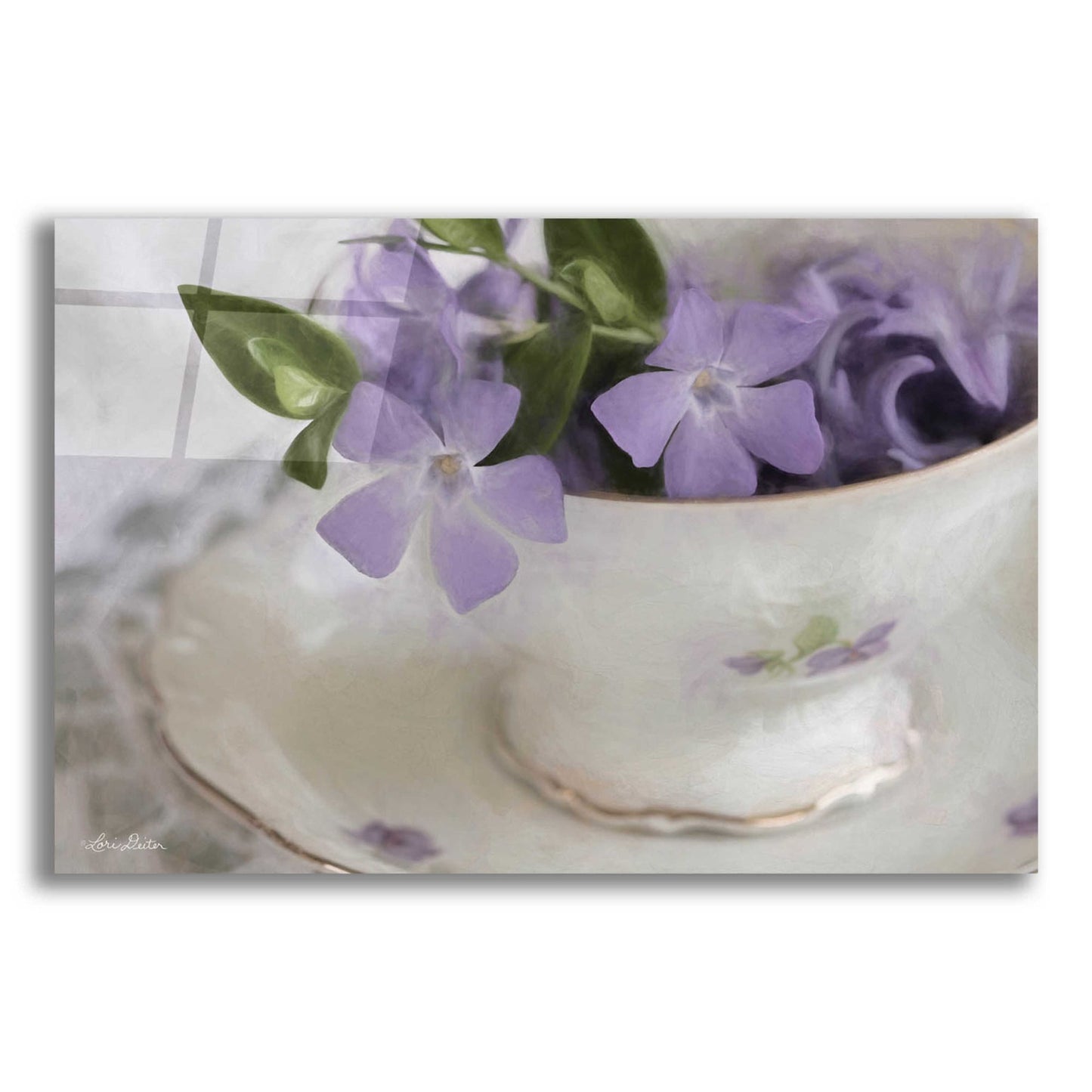 Epic Art 'Violet Teacup I' by Lori Deiter Acrylic Glass Wall Art,24x16