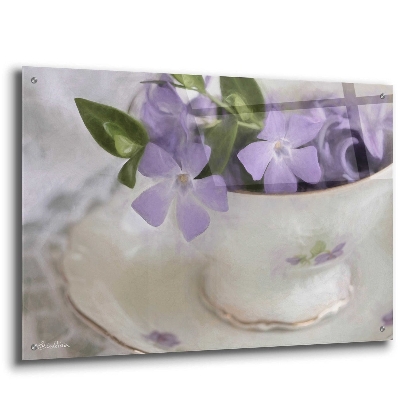 Epic Art 'Violet Teacup I' by Lori Deiter Acrylic Glass Wall Art,36x24