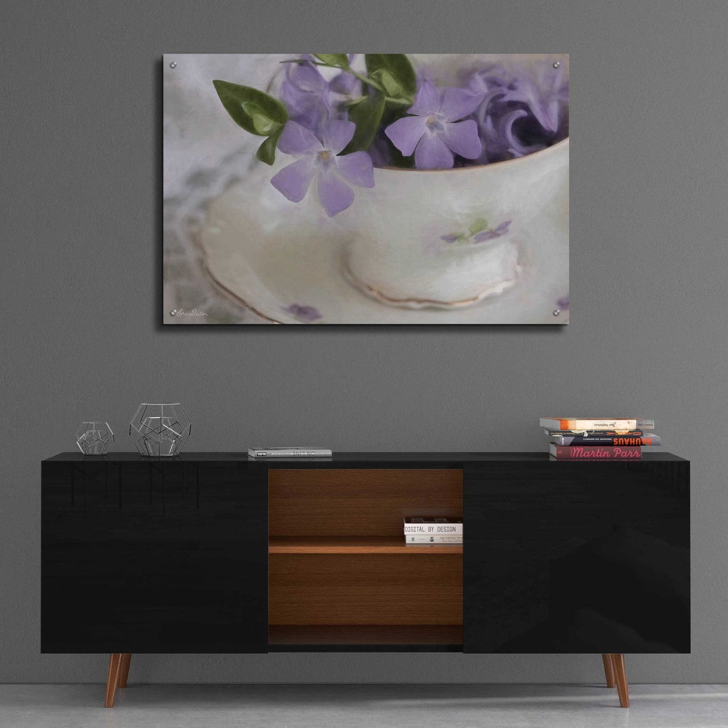 Epic Art 'Violet Teacup I' by Lori Deiter Acrylic Glass Wall Art,36x24