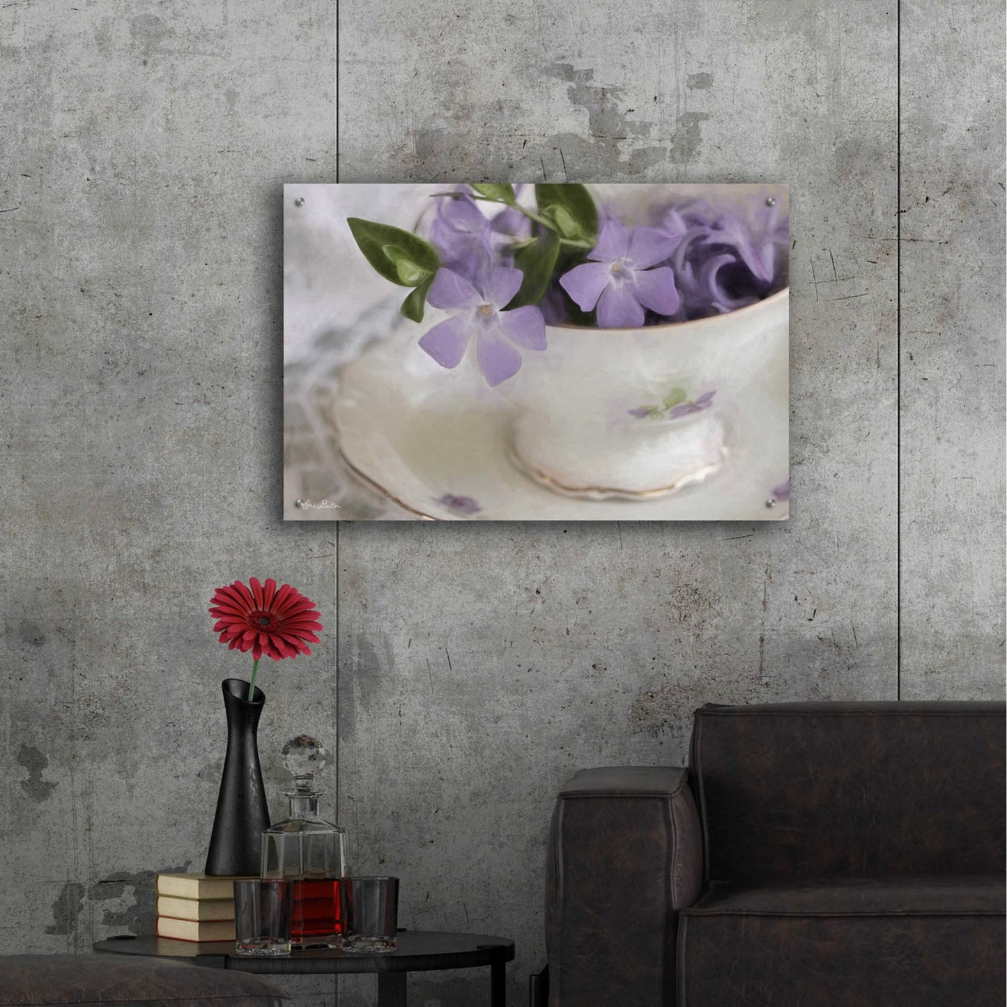 Epic Art 'Violet Teacup I' by Lori Deiter Acrylic Glass Wall Art,36x24