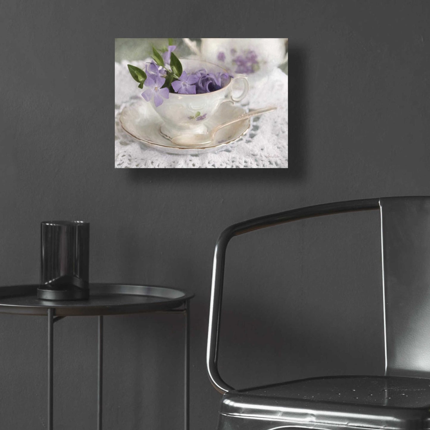 Epic Art 'Violet Teacup II' by Lori Deiter Acrylic Glass Wall Art,16x12