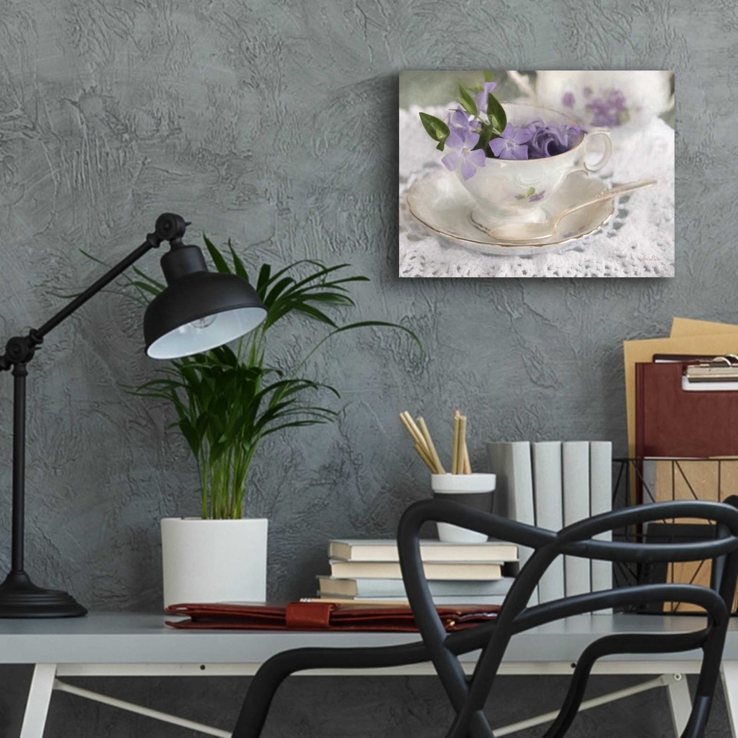 Epic Art 'Violet Teacup II' by Lori Deiter Acrylic Glass Wall Art,16x12