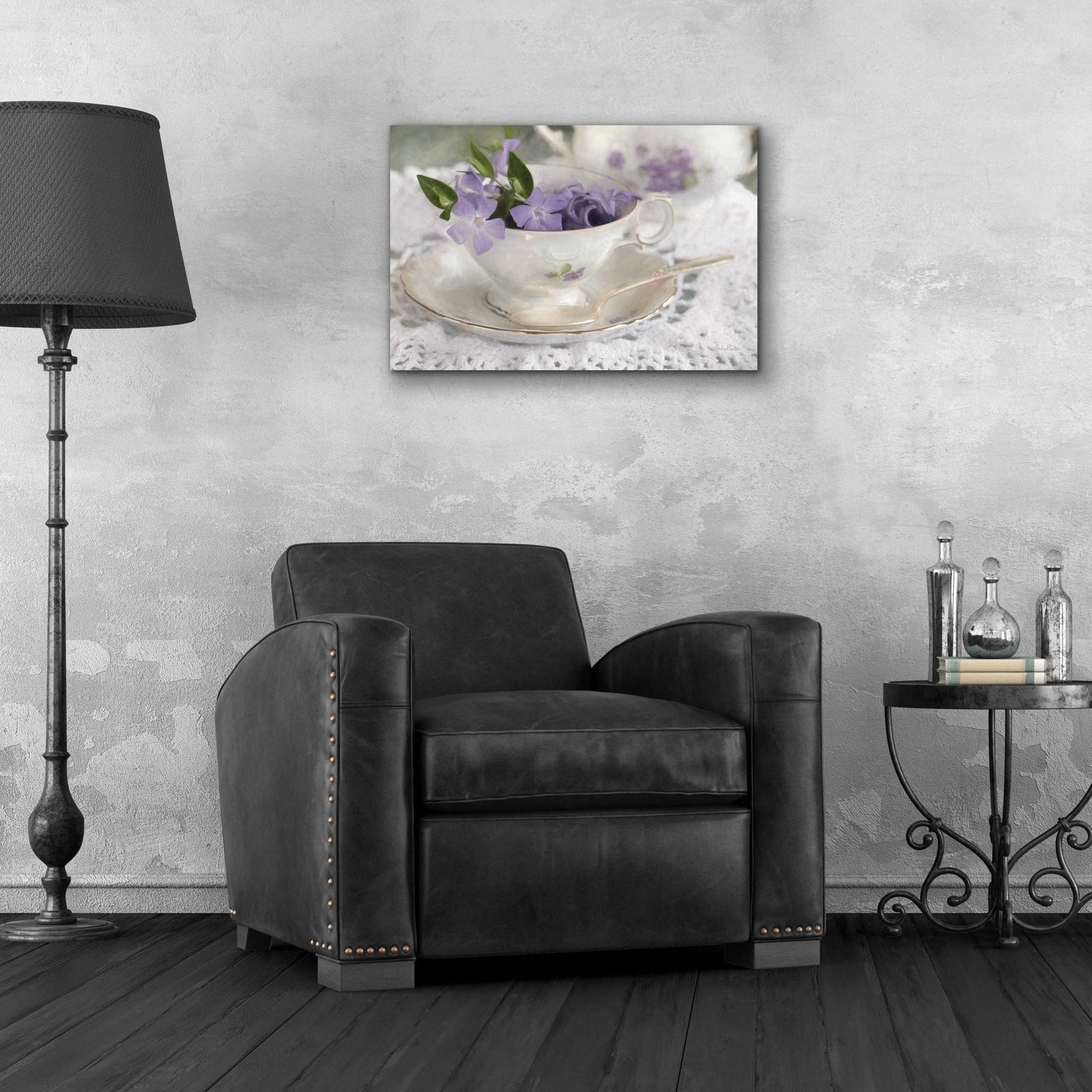 Epic Art 'Violet Teacup II' by Lori Deiter Acrylic Glass Wall Art,24x16