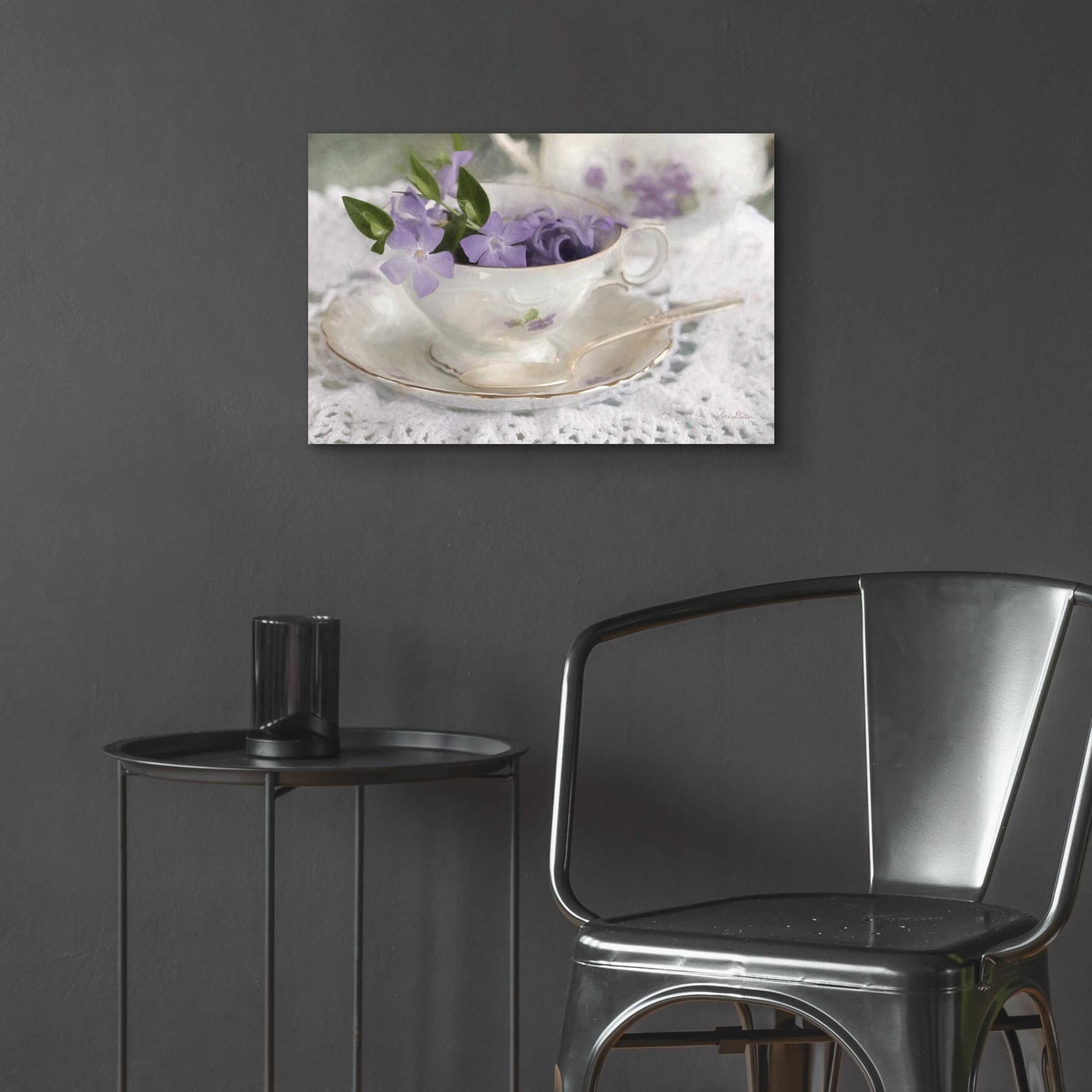 Epic Art 'Violet Teacup II' by Lori Deiter Acrylic Glass Wall Art,24x16