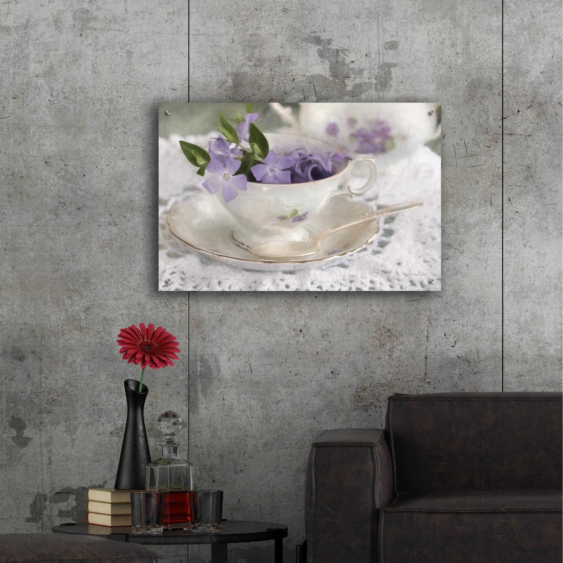 Epic Art 'Violet Teacup II' by Lori Deiter Acrylic Glass Wall Art,36x24