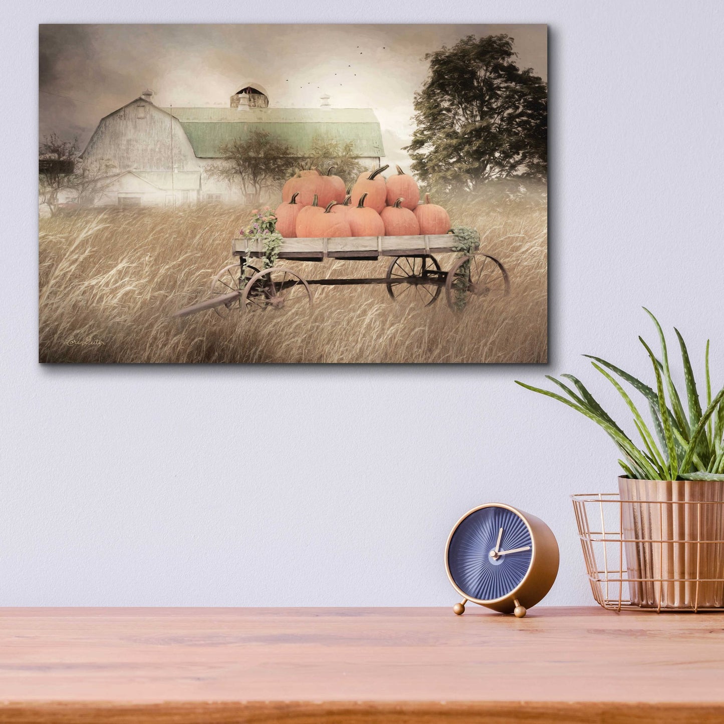 Epic Art 'Pumpkin Harvest Barn' by Lori Deiter Acrylic Glass Wall Art,16x12