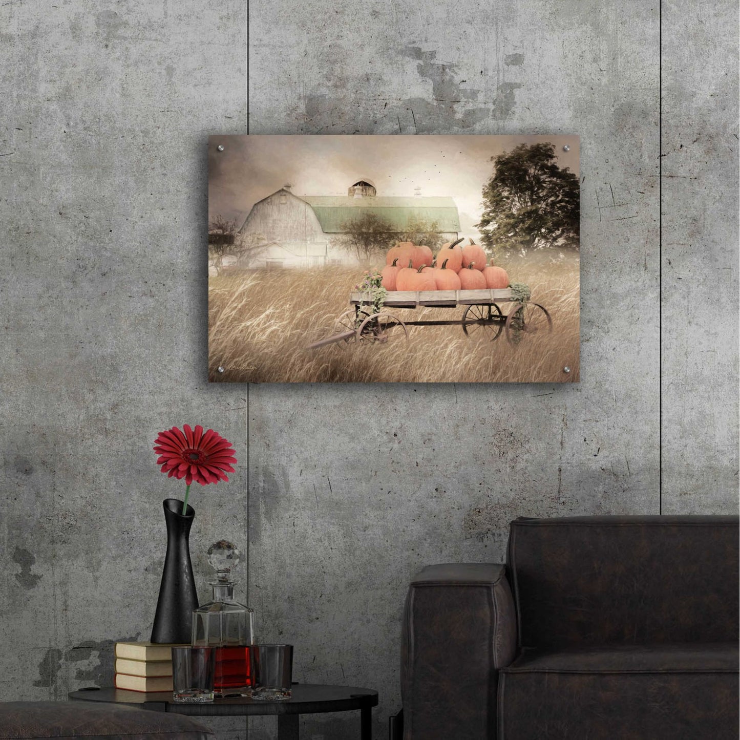 Epic Art 'Pumpkin Harvest Barn' by Lori Deiter Acrylic Glass Wall Art,36x24