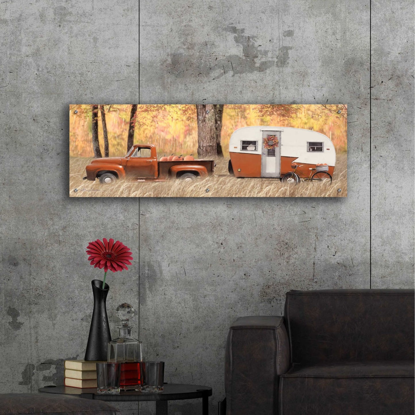 Epic Art 'Fall Camping with bike' by Lori Deiter Acrylic Glass Wall Art,48x16