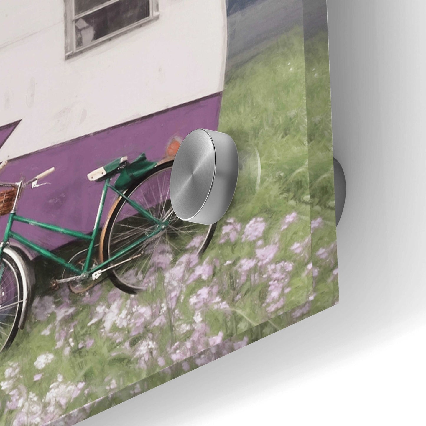 Epic Art 'Spring Camping with Bike' by Lori Deiter Acrylic Glass Wall Art,36x12