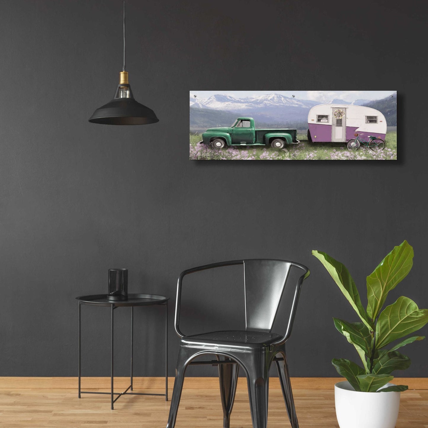 Epic Art 'Spring Camping with Bike' by Lori Deiter Acrylic Glass Wall Art,48x16