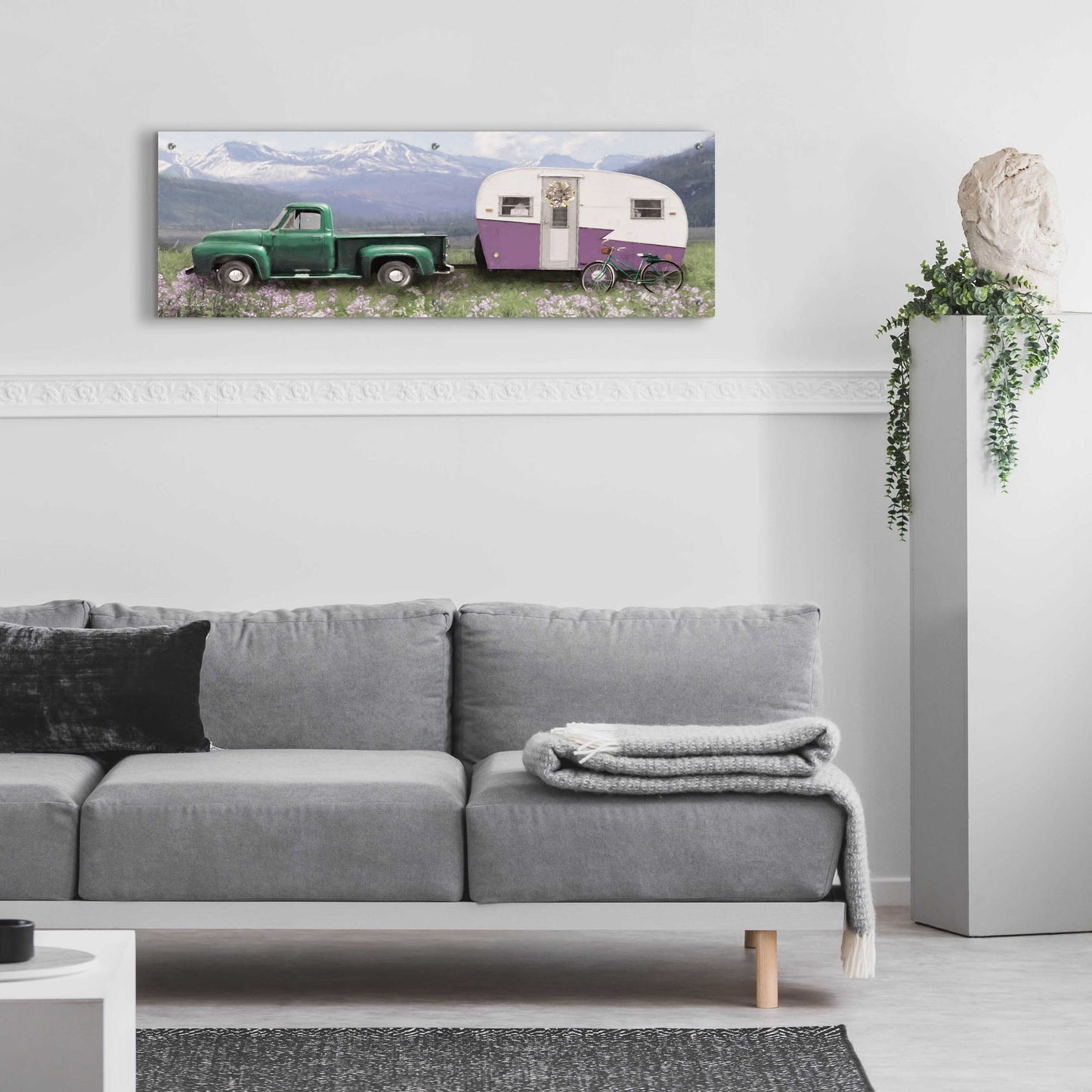 Epic Art 'Spring Camping with Bike' by Lori Deiter Acrylic Glass Wall Art,48x16