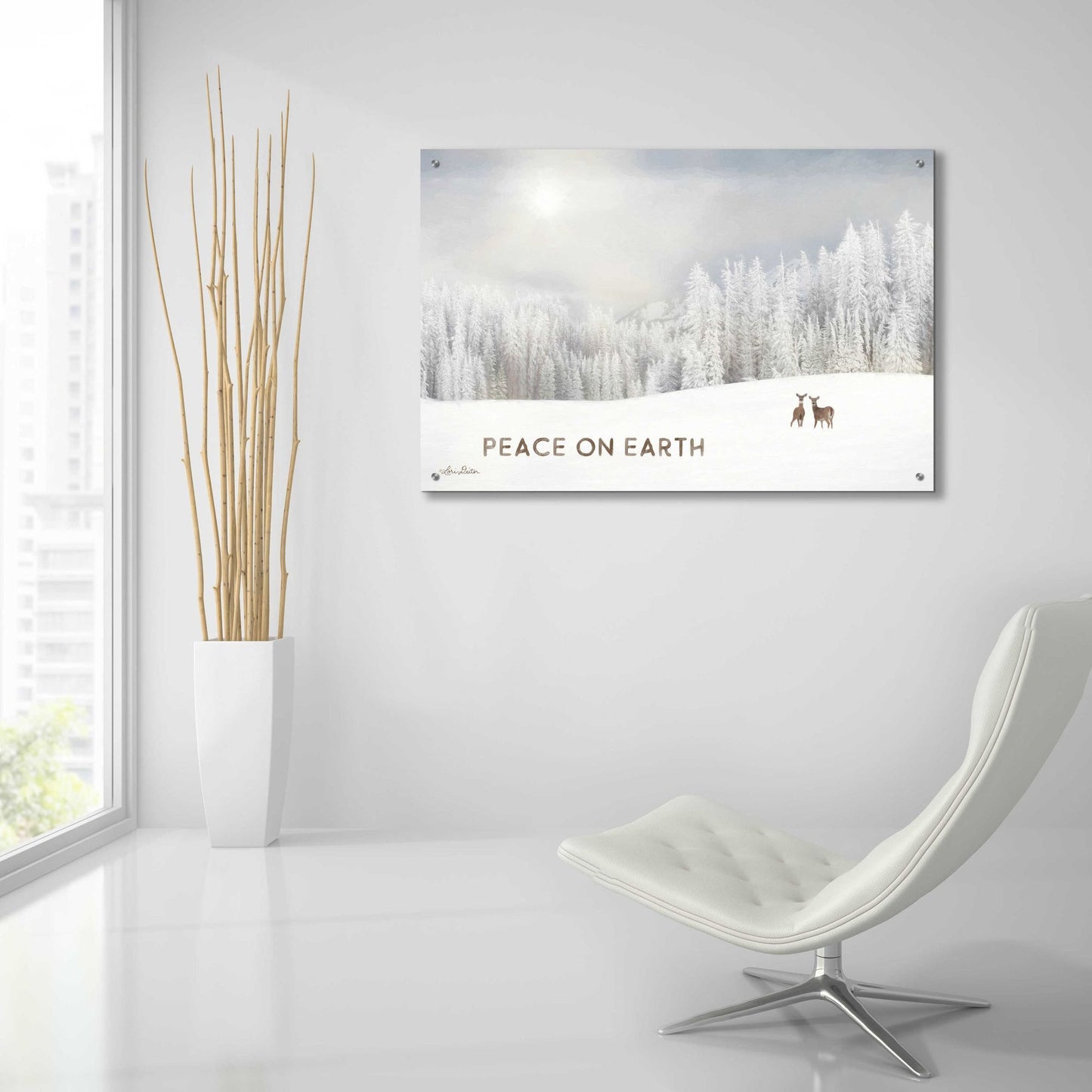 Epic Art 'Lava Mountain Snow Storm with Deer' by Lori Deiter Acrylic Glass Wall Art,36x24