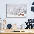Epic Art 'Snowy Forest Happy Holidays' by Lori Deiter Acrylic Glass Wall Art,16x12