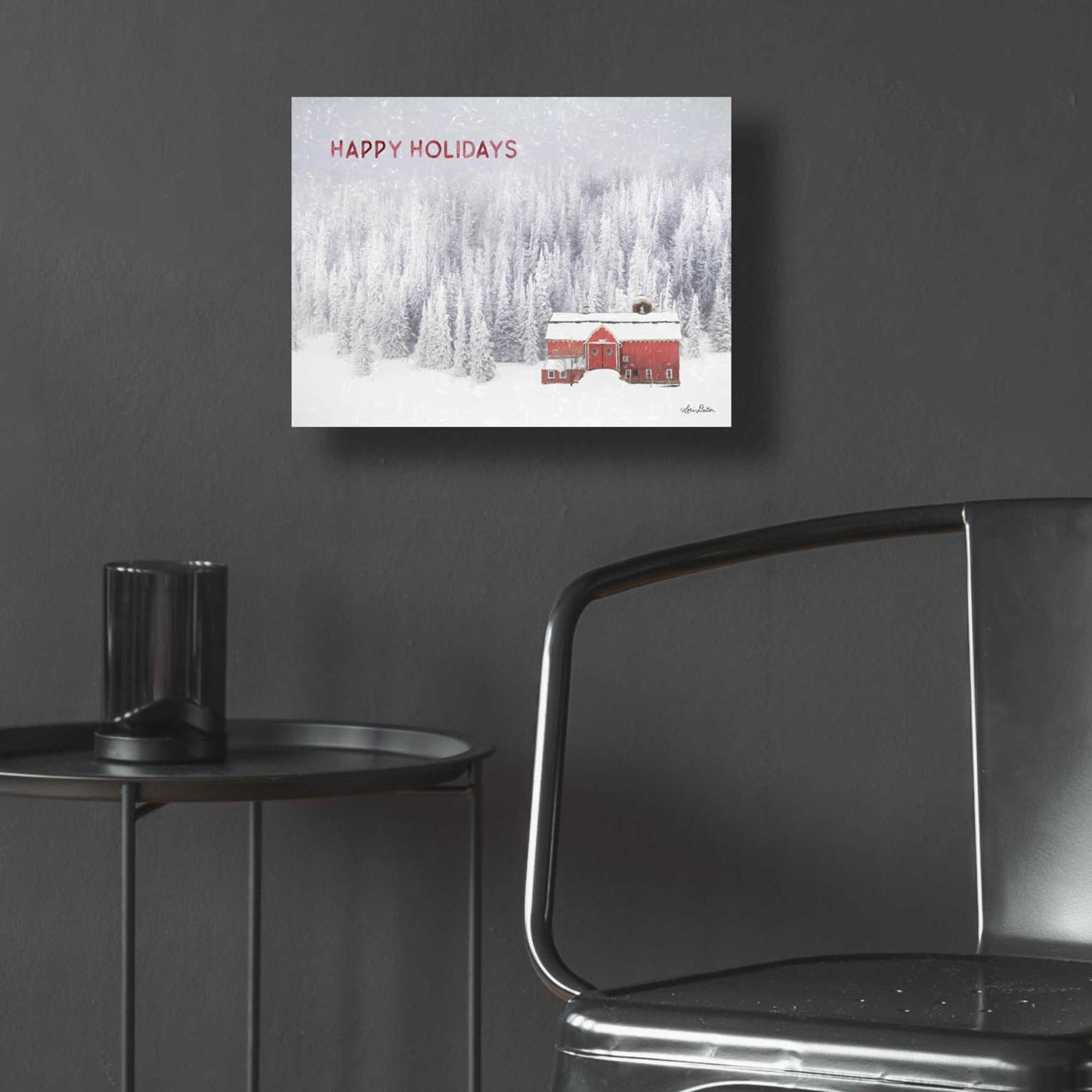 Epic Art 'Snowy Forest Happy Holidays' by Lori Deiter Acrylic Glass Wall Art,16x12