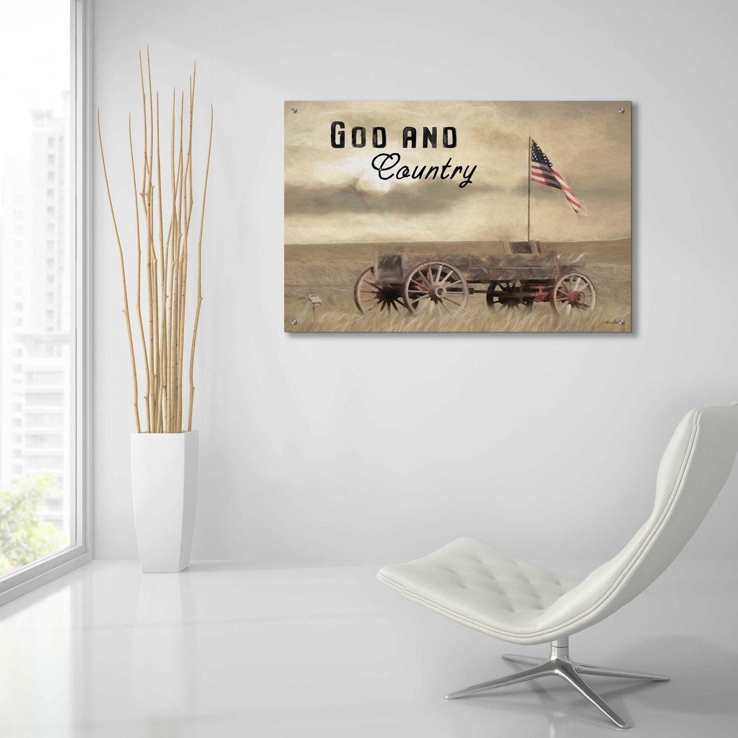 Epic Art 'God and Country' by Lori Deiter Acrylic Glass Wall Art,36x24