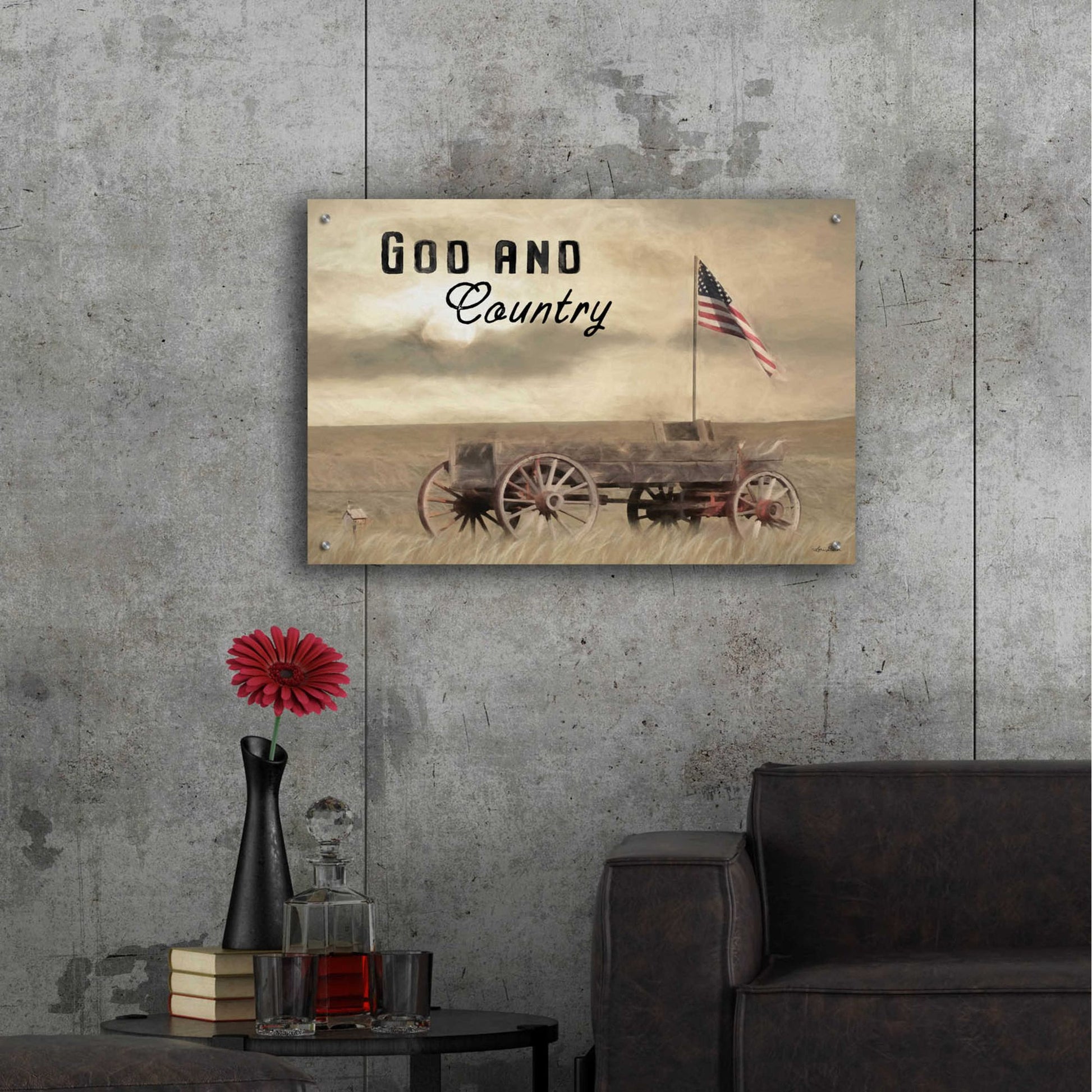 Epic Art 'God and Country' by Lori Deiter Acrylic Glass Wall Art,36x24