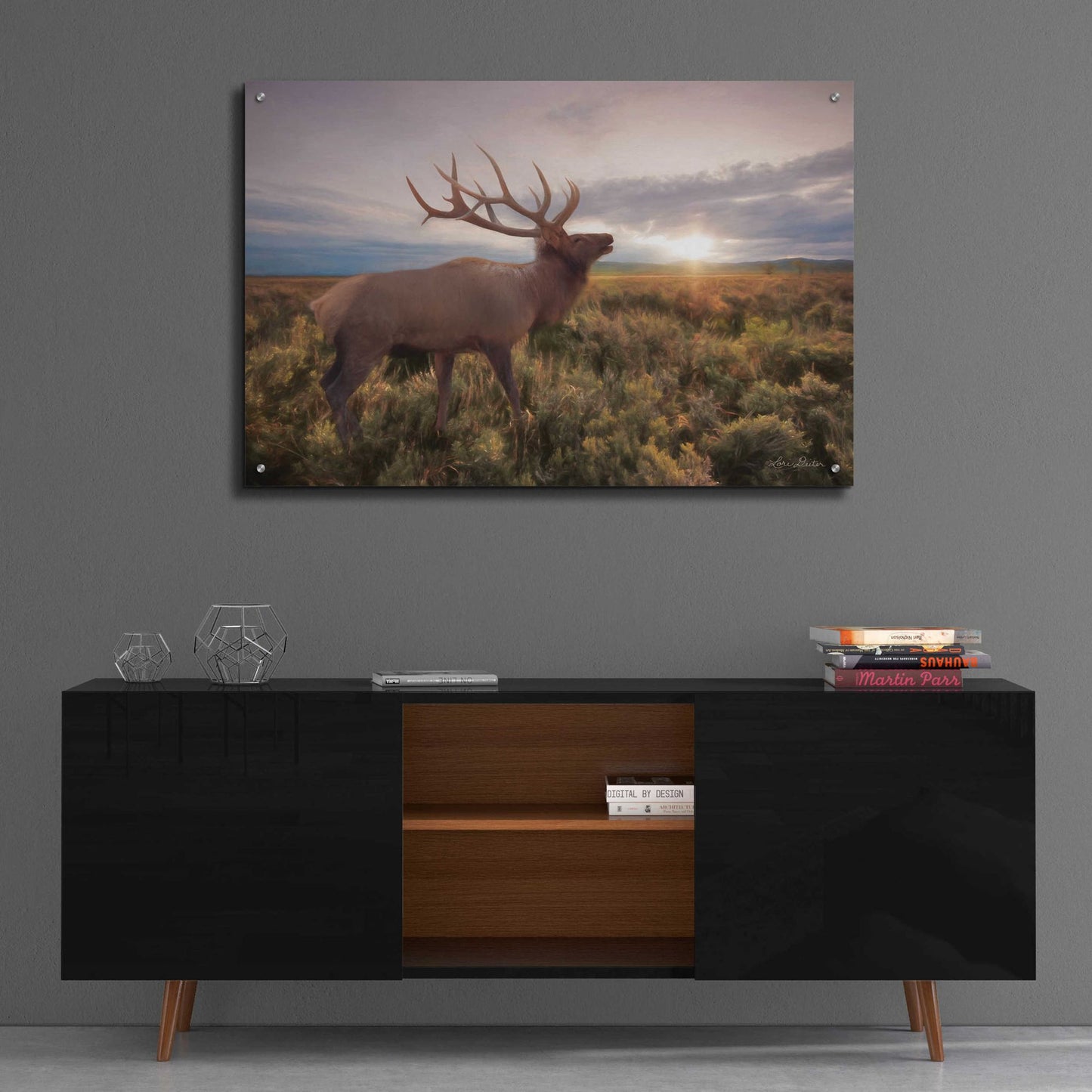 Epic Art 'Jackson Sunrise with Elk' by Lori Deiter Acrylic Glass Wall Art,36x24