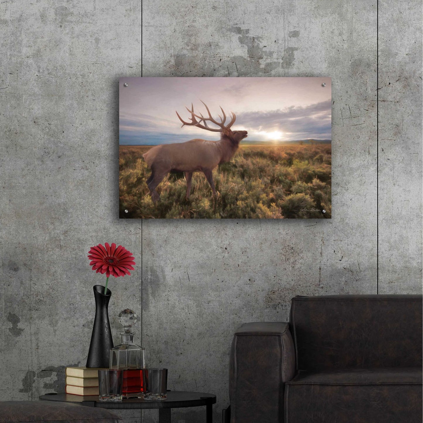 Epic Art 'Jackson Sunrise with Elk' by Lori Deiter Acrylic Glass Wall Art,36x24