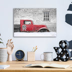 Epic Art 'Christmas Truck with Plaid Bow' by Lori Deiter Acrylic Glass Wall Art,16x12