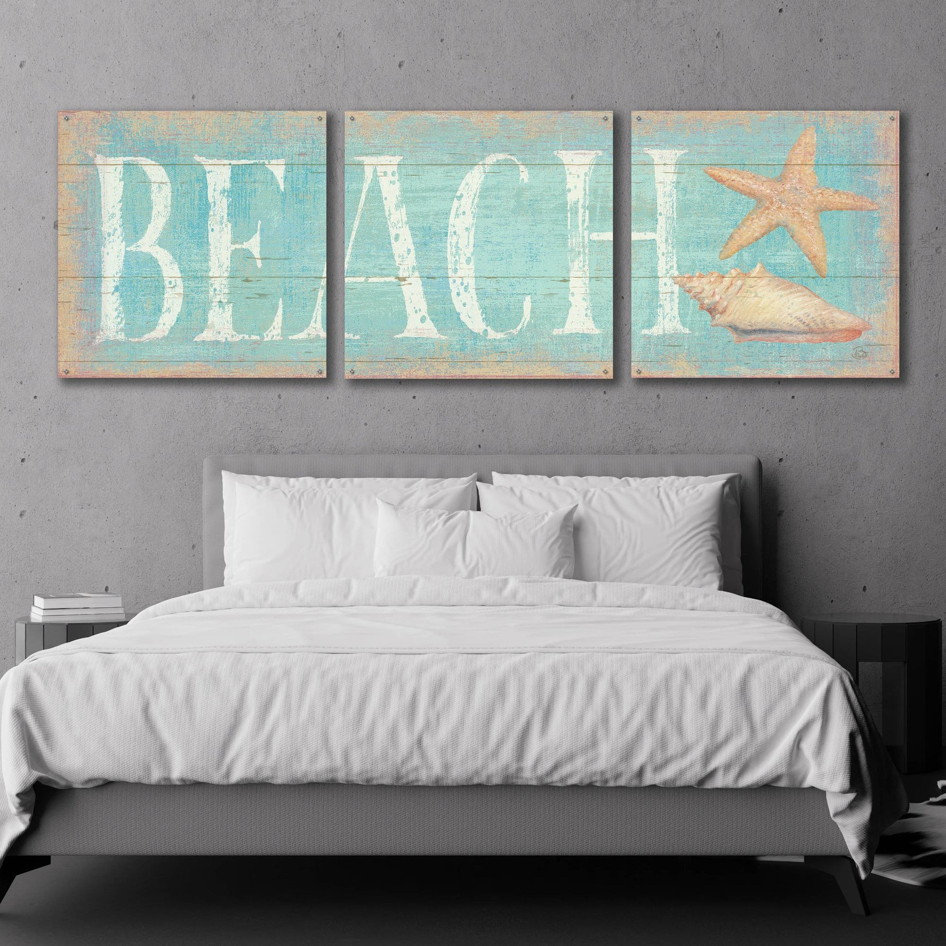 Epic Art 'Pastel Beach' by Daphne Brissonnet, Acrylic Glass Wall Art, 3 Piece Set,108x36