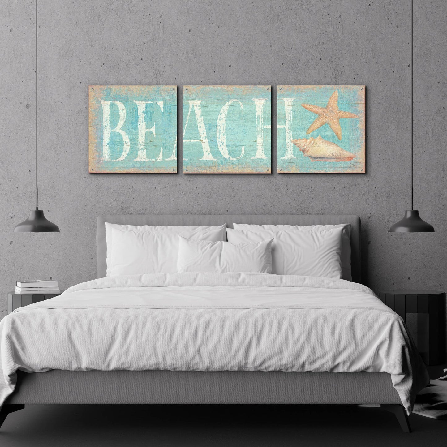 Epic Art 'Pastel Beach' by Daphne Brissonnet, Acrylic Glass Wall Art, 3 Piece Set,72x24