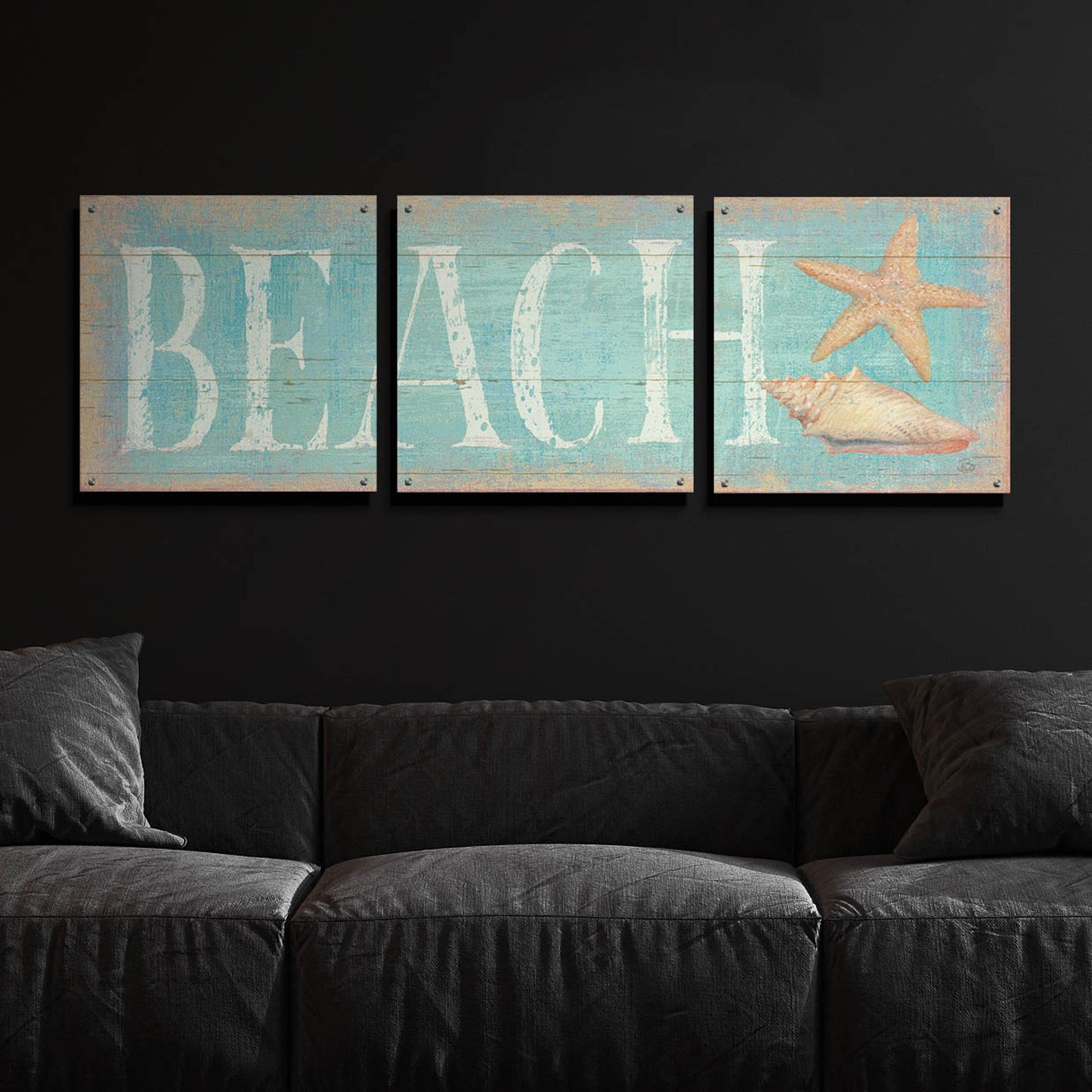 Epic Art 'Pastel Beach' by Daphne Brissonnet, Acrylic Glass Wall Art, 3 Piece Set,72x24