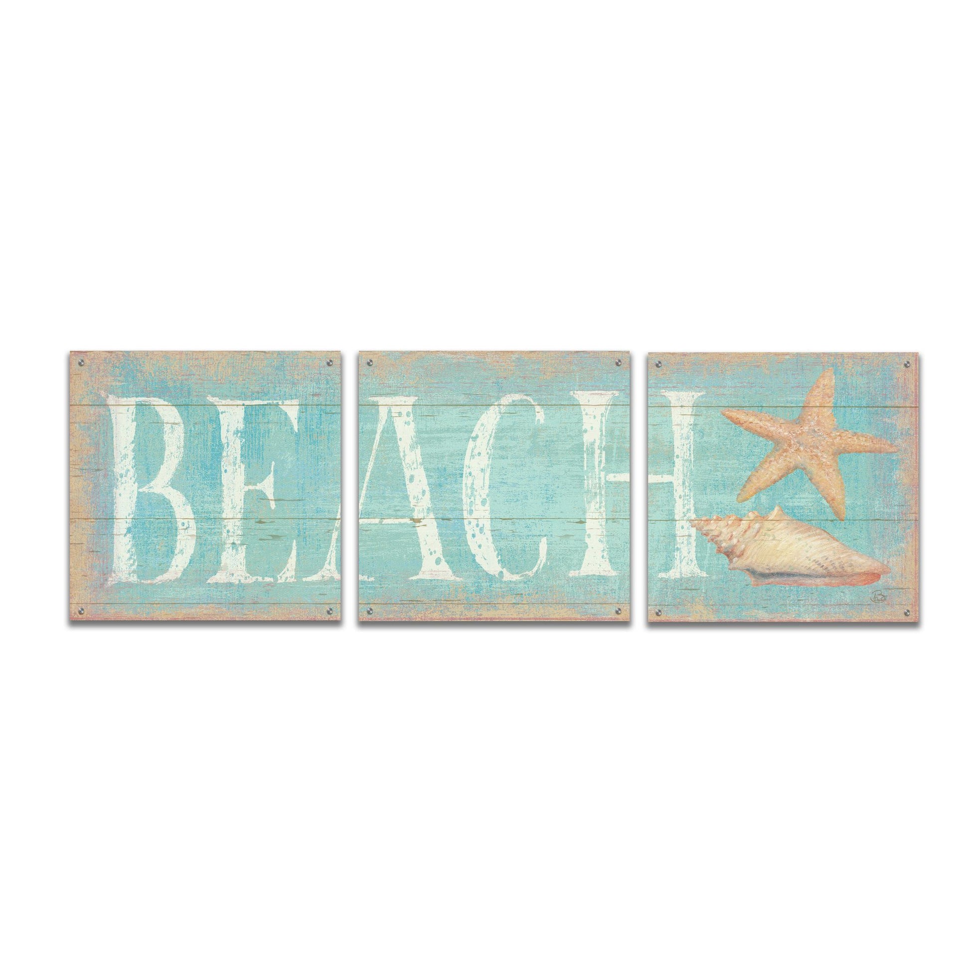 Epic Art 'Pastel Beach' by Daphne Brissonnet, Acrylic Glass Wall Art, 3 Piece Set