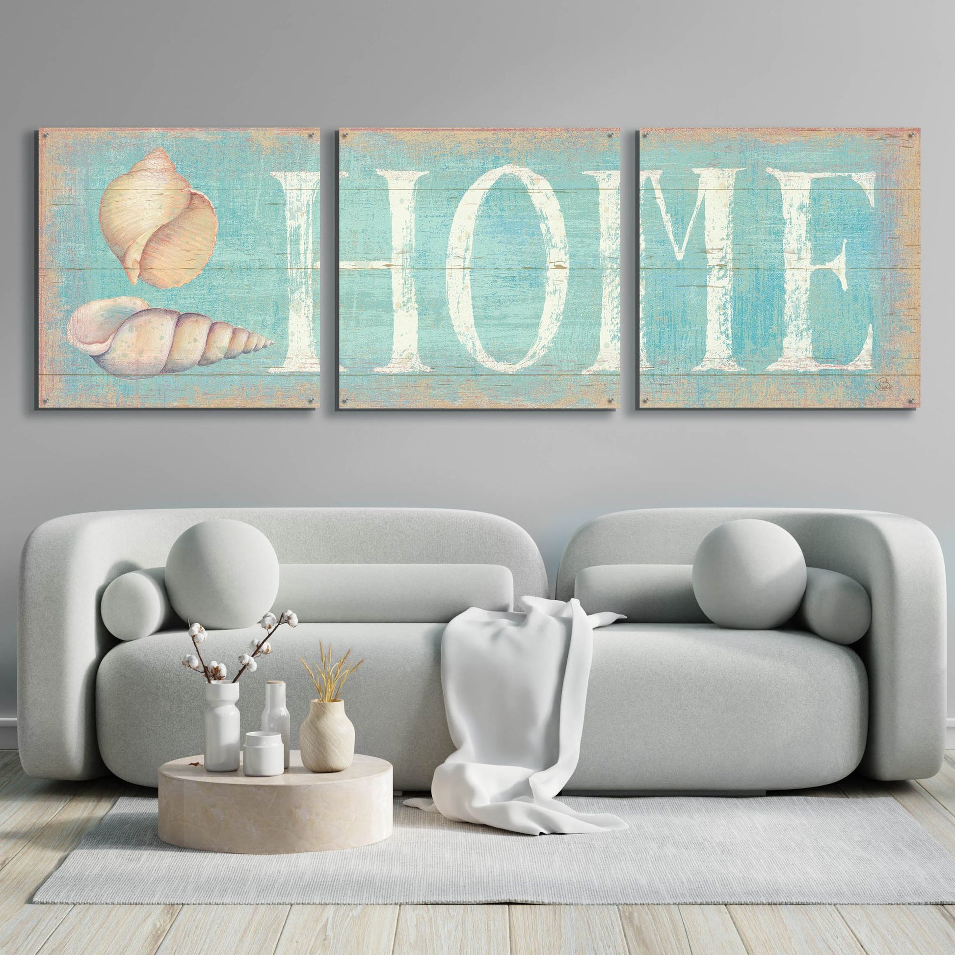 Epic Art 'Pastel Home' by Daphne Brissonnet, Acrylic Glass Wall Art, 3 Piece Set,108x36