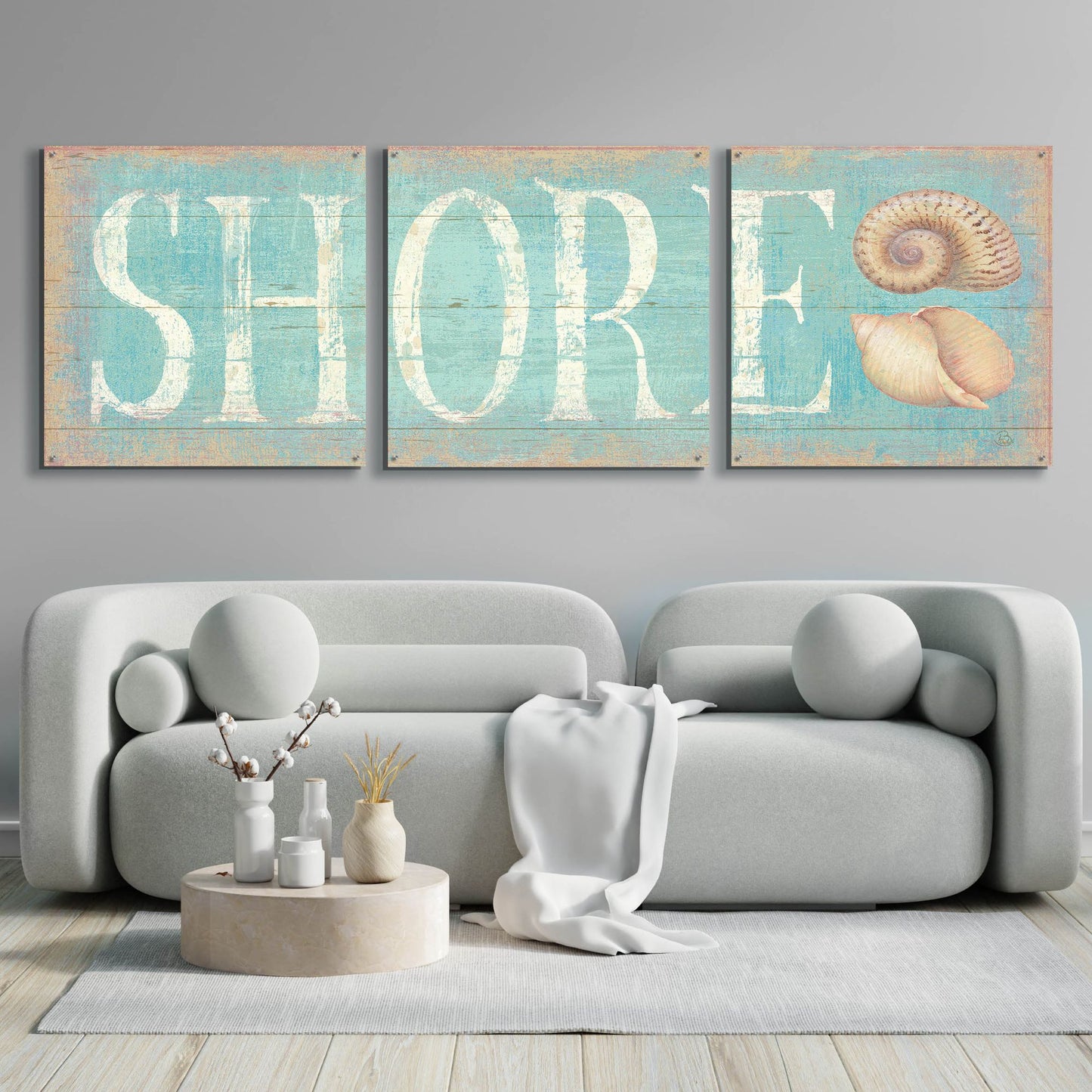 Epic Art 'Pastel Shore' by Daphne Brissonnet, Acrylic Glass Wall Art, 3 Piece Set,108x36