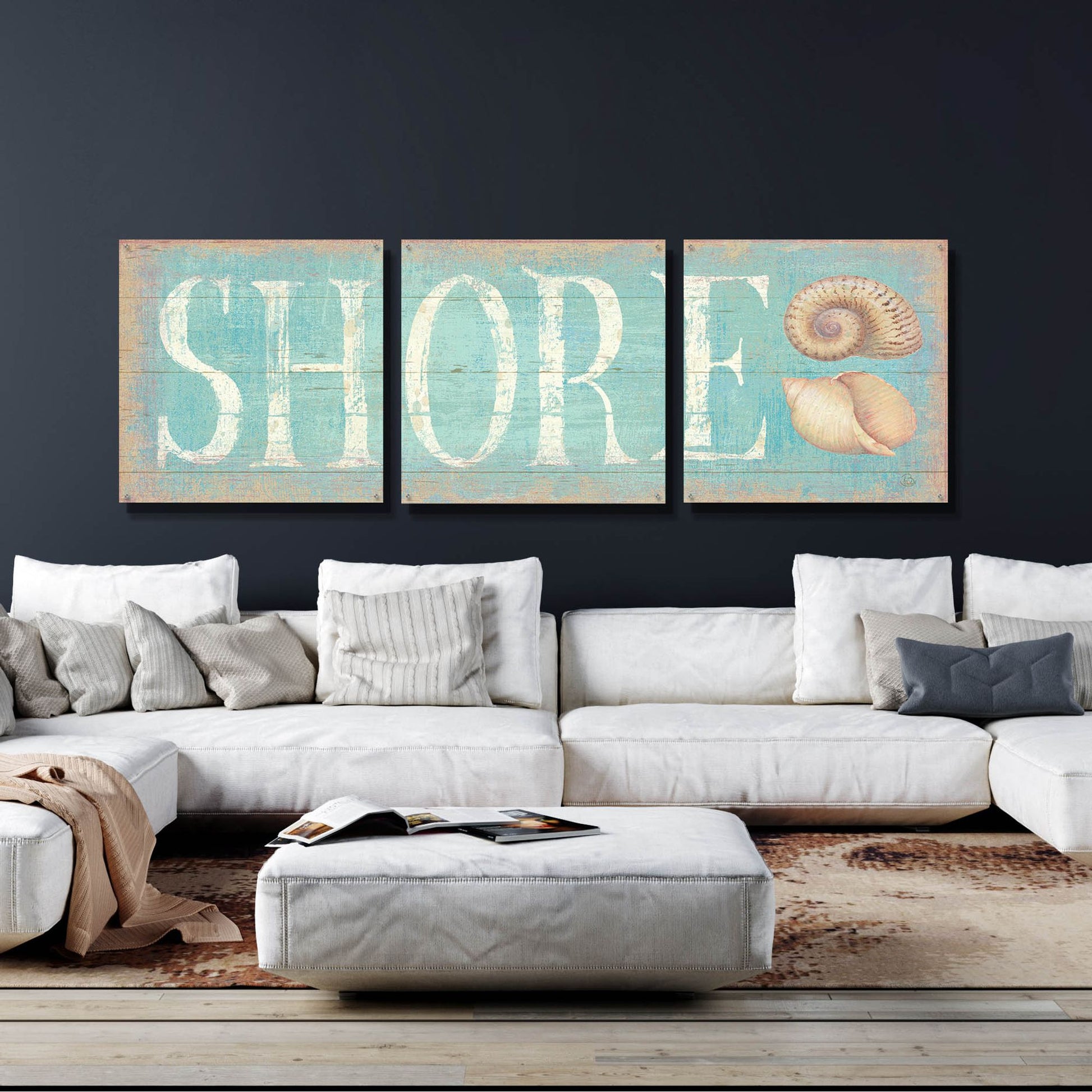 Epic Art 'Pastel Shore' by Daphne Brissonnet, Acrylic Glass Wall Art, 3 Piece Set,108x36