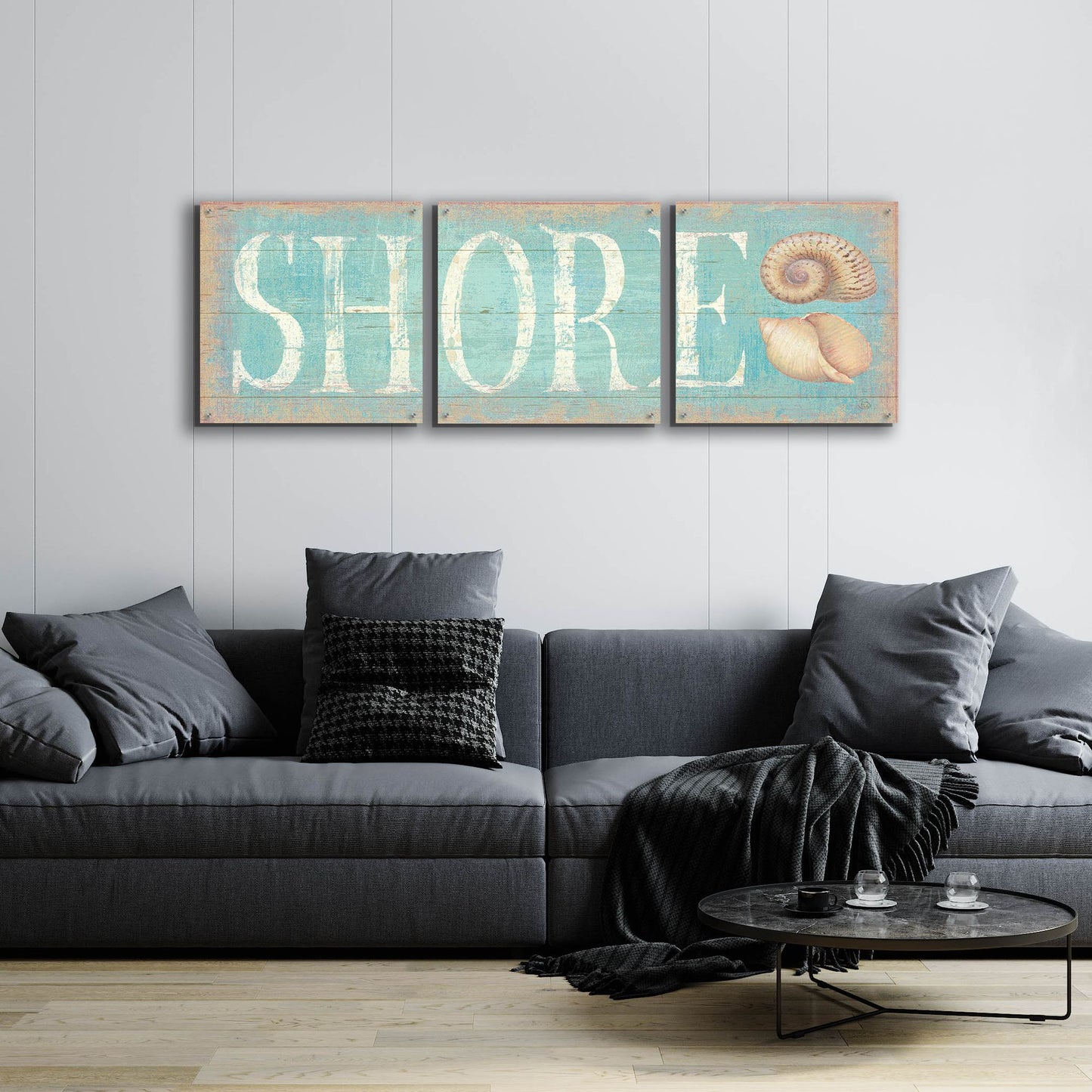 Epic Art 'Pastel Shore' by Daphne Brissonnet, Acrylic Glass Wall Art, 3 Piece Set,72x24