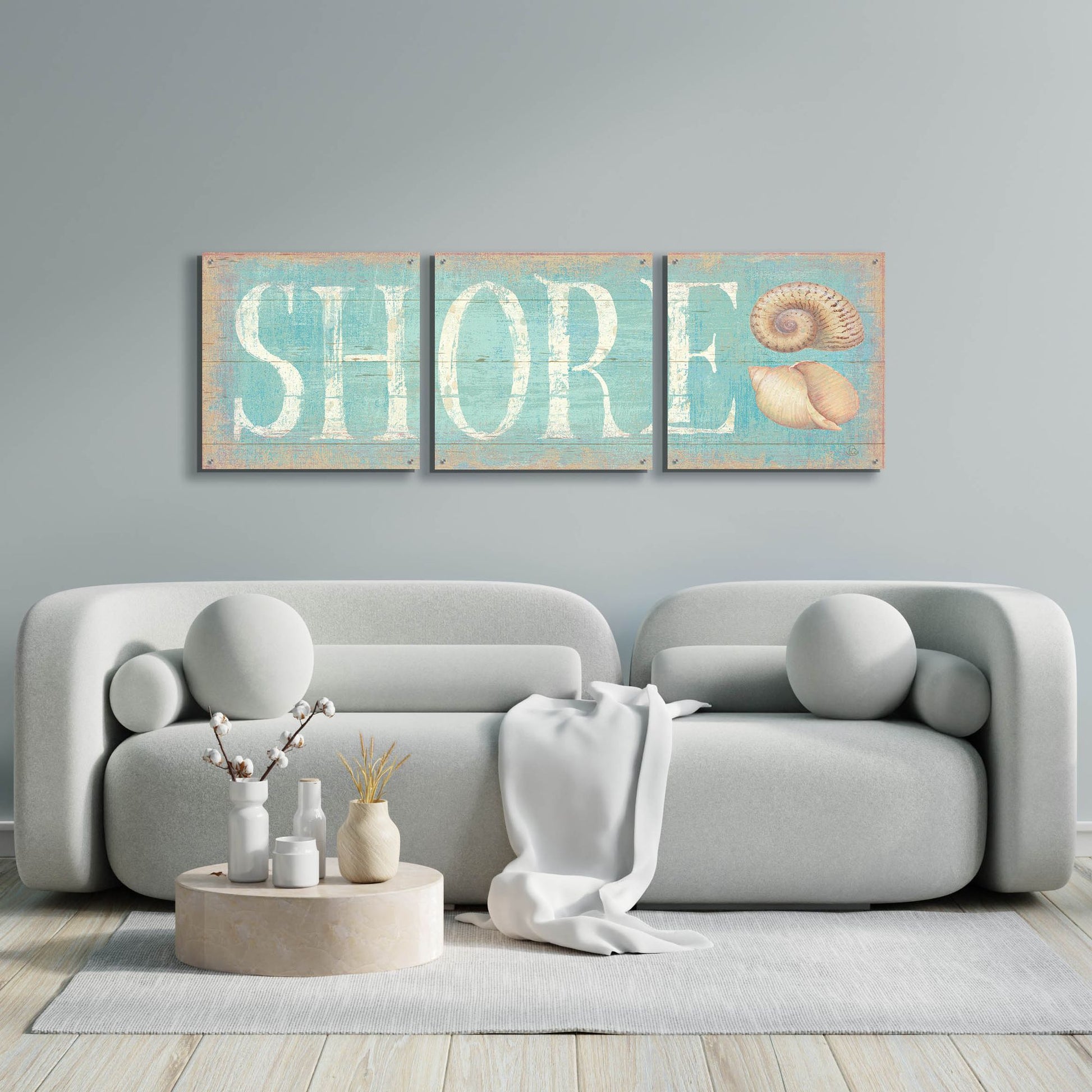 Epic Art 'Pastel Shore' by Daphne Brissonnet, Acrylic Glass Wall Art, 3 Piece Set,72x24