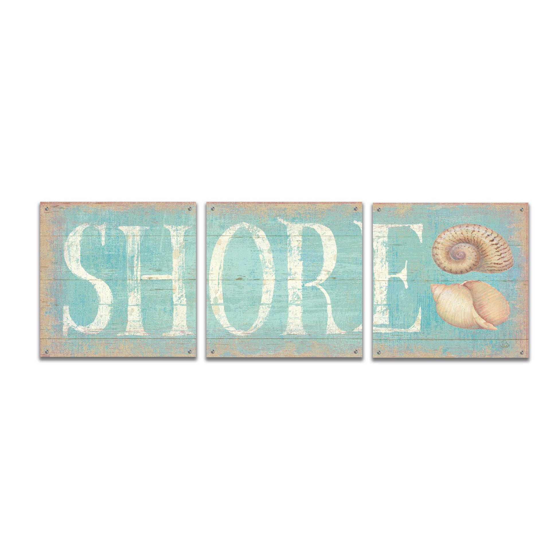 Epic Art 'Pastel Shore' by Daphne Brissonnet, Acrylic Glass Wall Art, 3 Piece Set