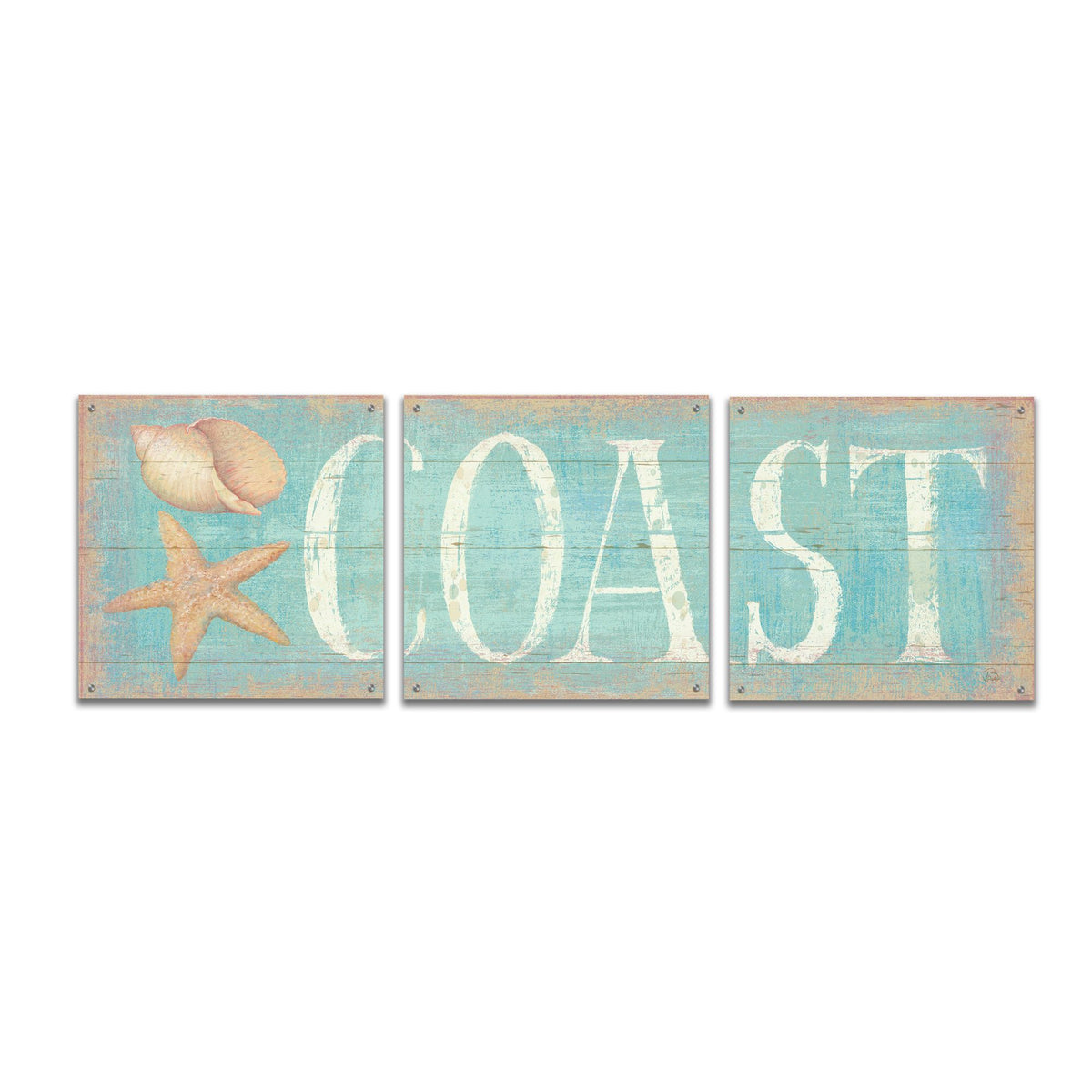 Epic Art 'Pastel Coast' by Daphne Brissonnet, Acrylic Glass Wall Art, 3 Piece Set