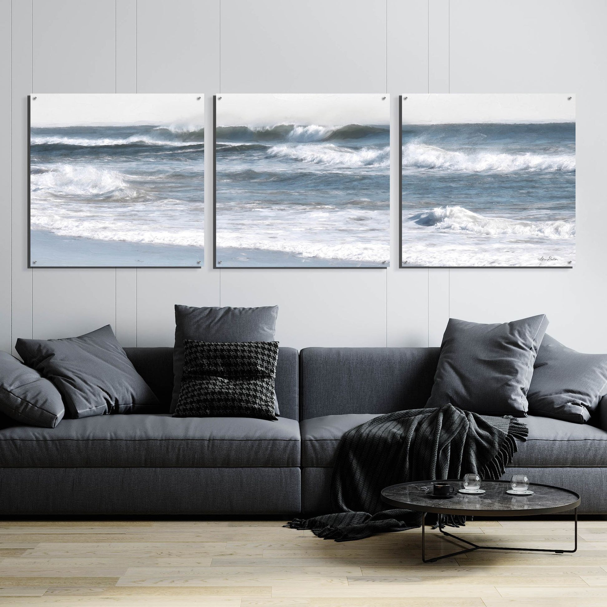 Epic Art 'Ocean Panorama' by Lori Deiter Acrylic Glass Wall Art, 3 Piece Set,108x36