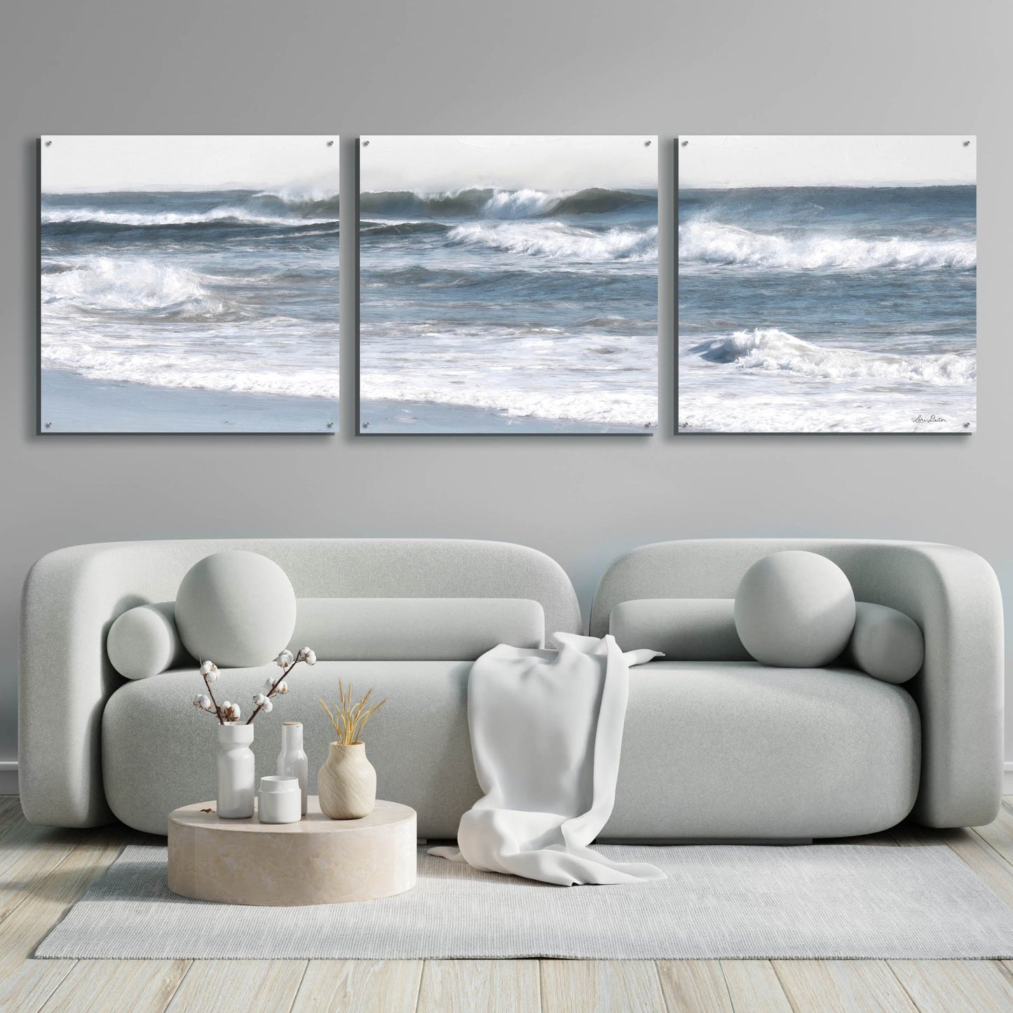 Epic Art 'Ocean Panorama' by Lori Deiter Acrylic Glass Wall Art, 3 Piece Set,108x36