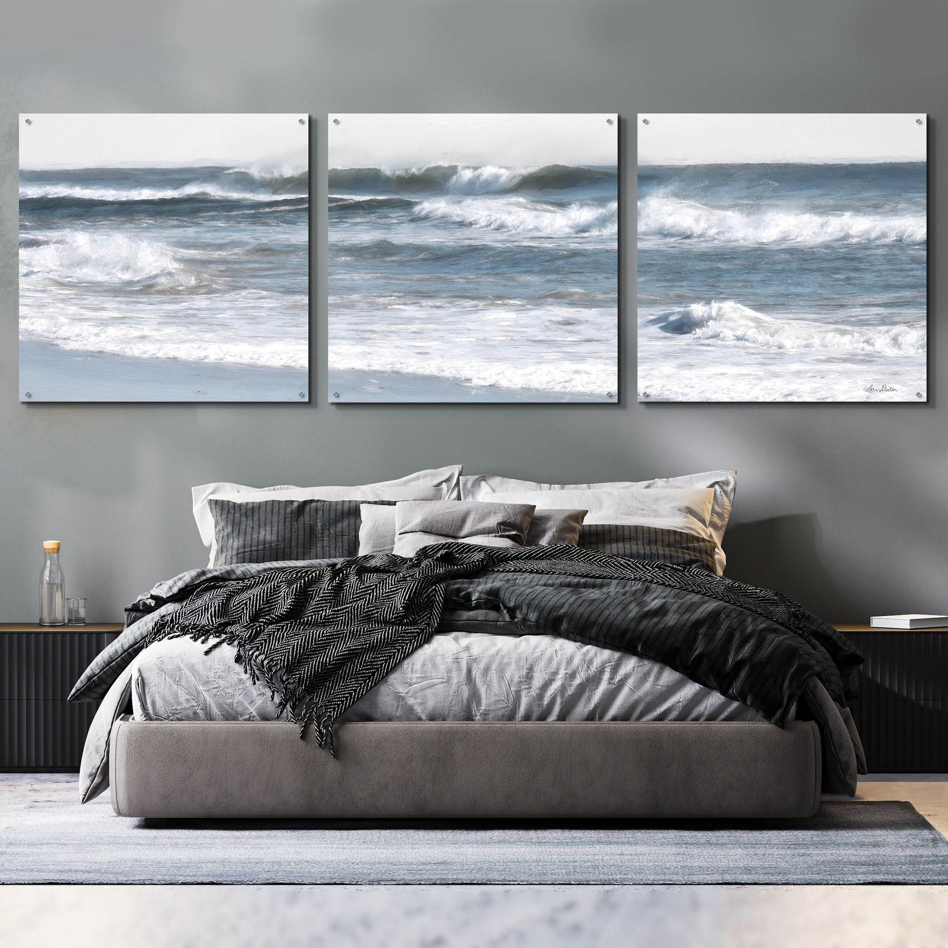 Epic Art 'Ocean Panorama' by Lori Deiter Acrylic Glass Wall Art, 3 Piece Set,108x36