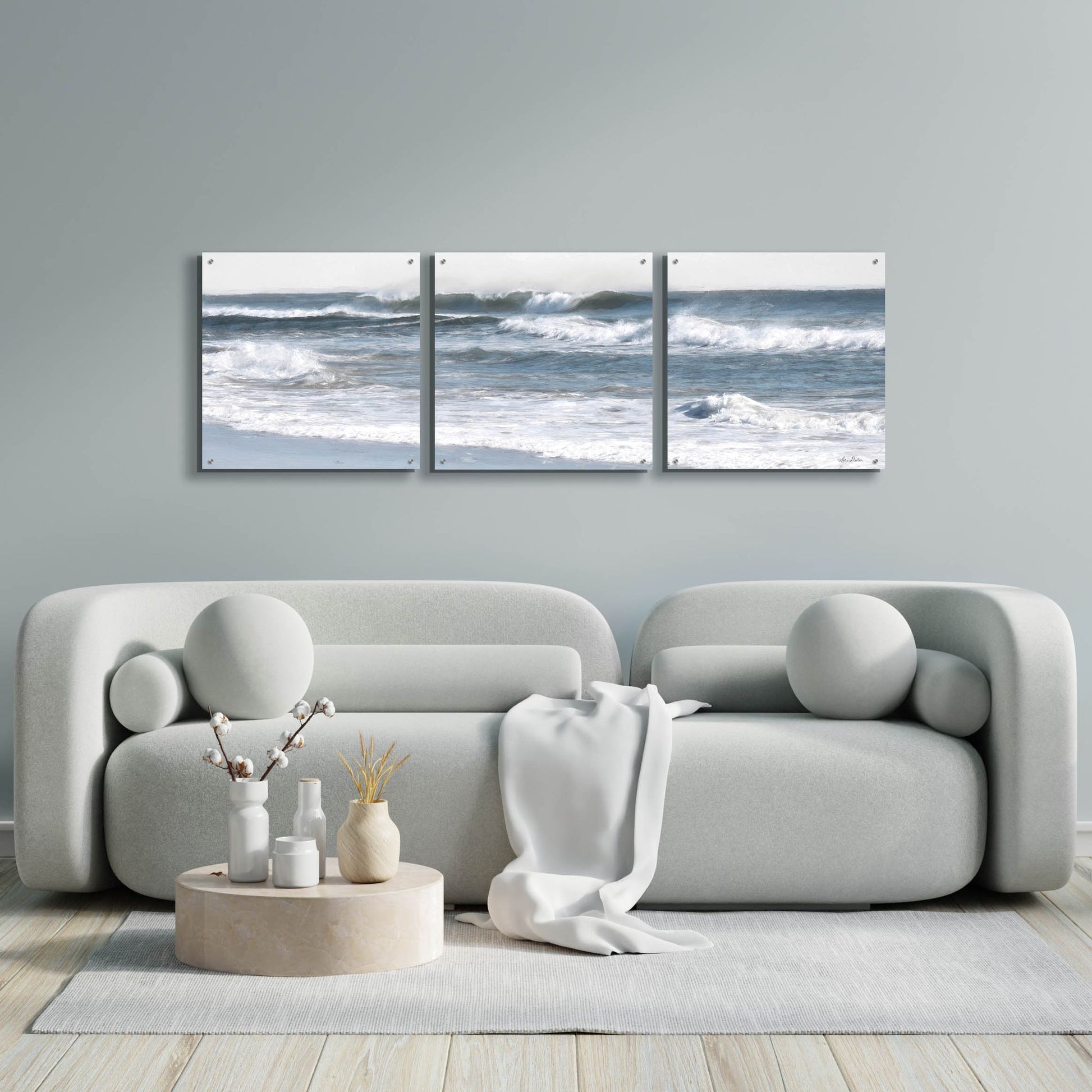 Epic Art 'Ocean Panorama' by Lori Deiter Acrylic Glass Wall Art, 3 Piece Set,72x24